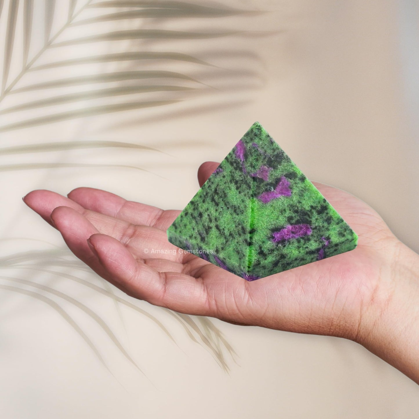 Amazing Gemstone Ruby Zoisite Pyramid Crystal Healing Stones - 2" Great Pyramid Figurine of Natural Stone Pyramid for Meditation, Reiki, Chakra Balancing and Crystal Pyramids Grid