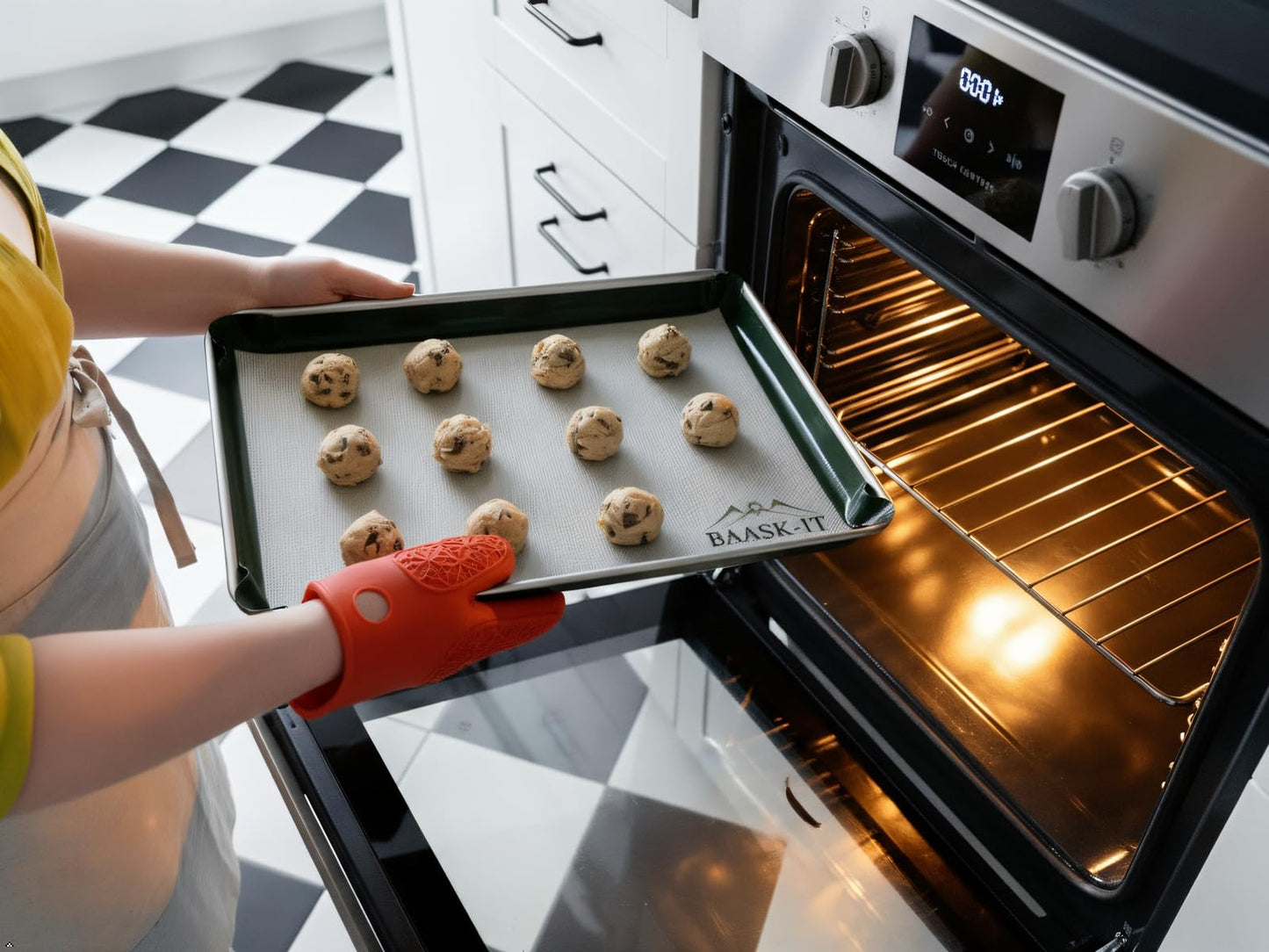 BAASK-IT Silicone Baking Mats Set – 3 Pcs, Non-Stick Reusable, Parchment-Free Oven liners (18" x 13" + 15" x 10")