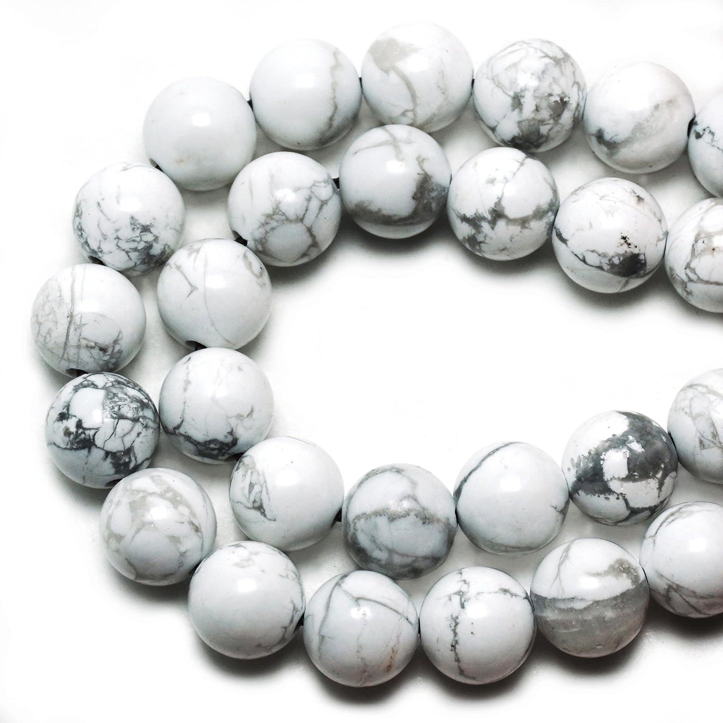 DIQIO Natural White Howlite Beads for Jewelry Making - Stone Beads Gemstone Beads for Bracelets, 6mm Round Loose Jasper Beads(58-60pcs, 6mm, White Howlite)