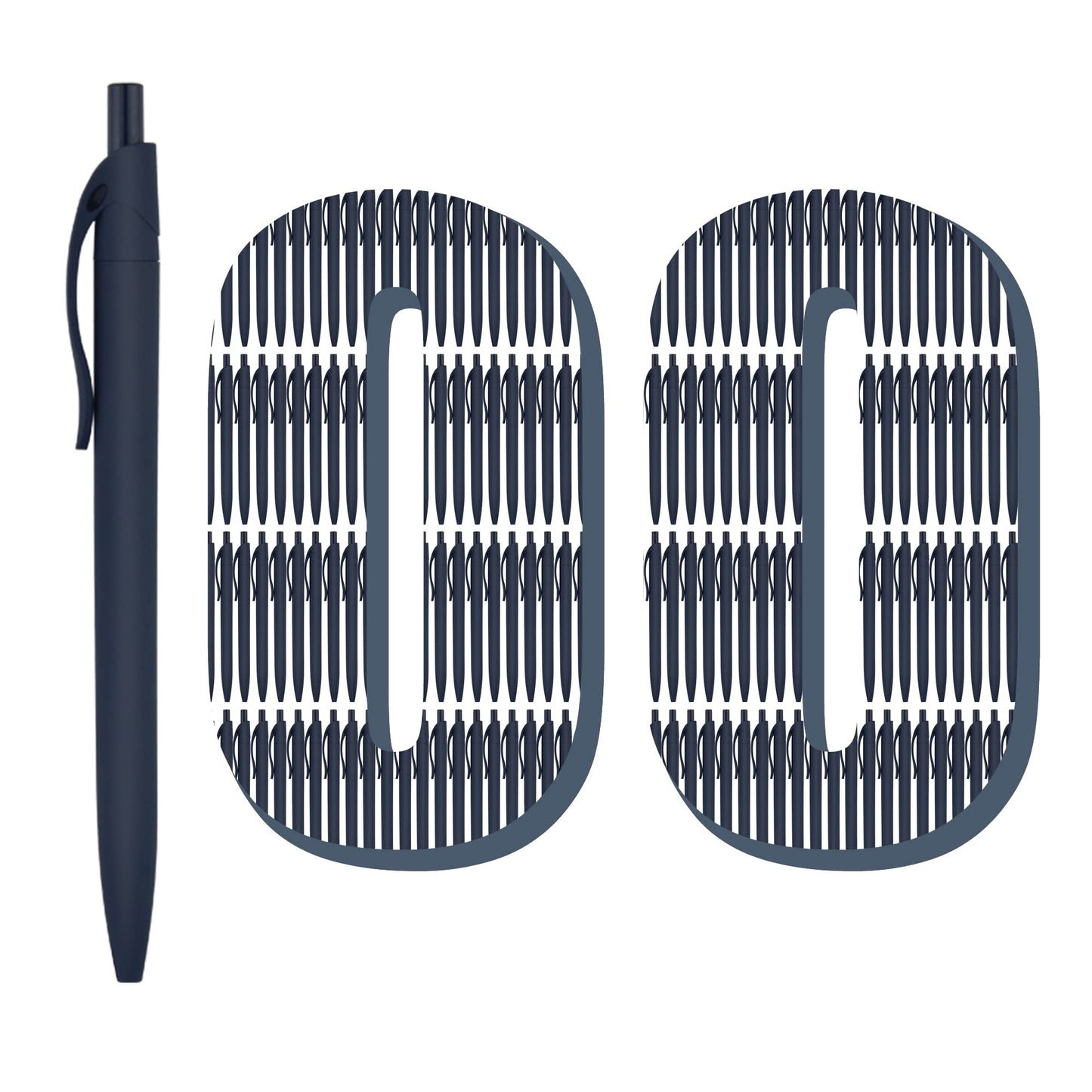 Deegtran 100 Pack No Bleed Blue Barrel Click Pens, Wholesale Retractable Ballpoint Pens, Medium Point, Smooth Ink, 1.0MM Black Ink