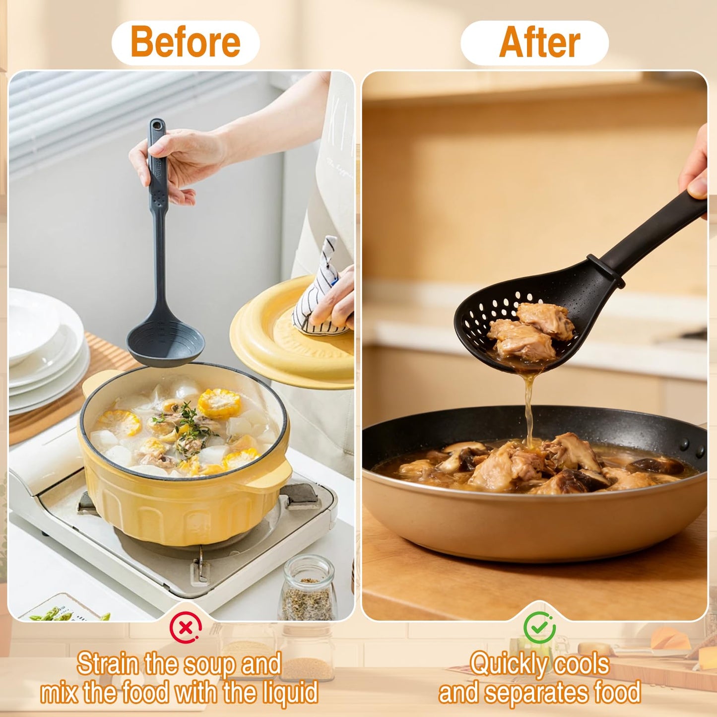 Multifunctional Kitchen Cooking Spoon,Upgraded Heat Resistant Kitchen Utensils Slotted Spoon,Small Silicone Spatula Spoon for Cooking,Draining,Mashing,Grating,Separating(Mix)
