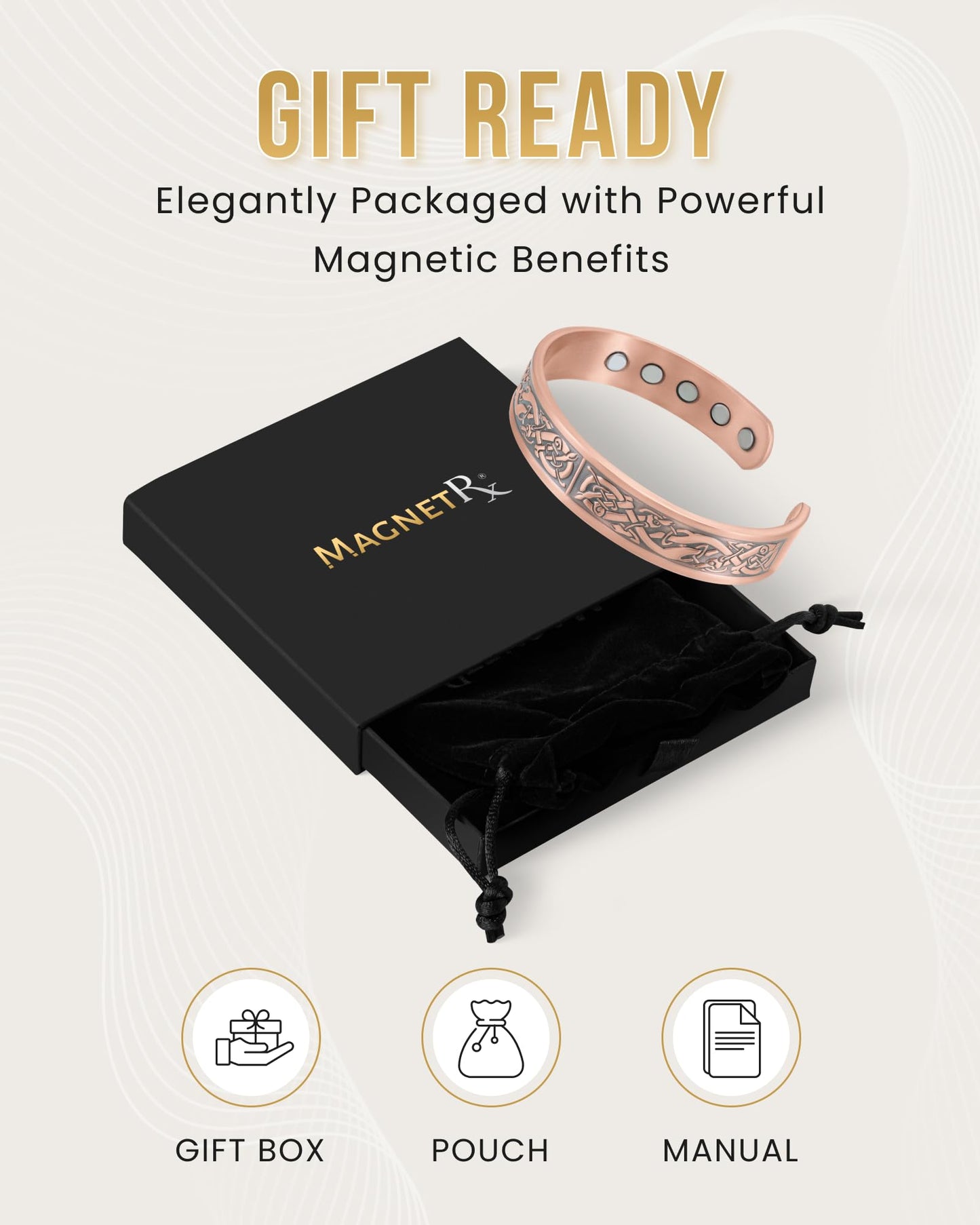 MagnetRX® Magnetic Copper Bracelets for Men – Effective 99.9% Pure Copper Bracelet for Men – Adjustable Copper Magnetic Bracelets (Viking)