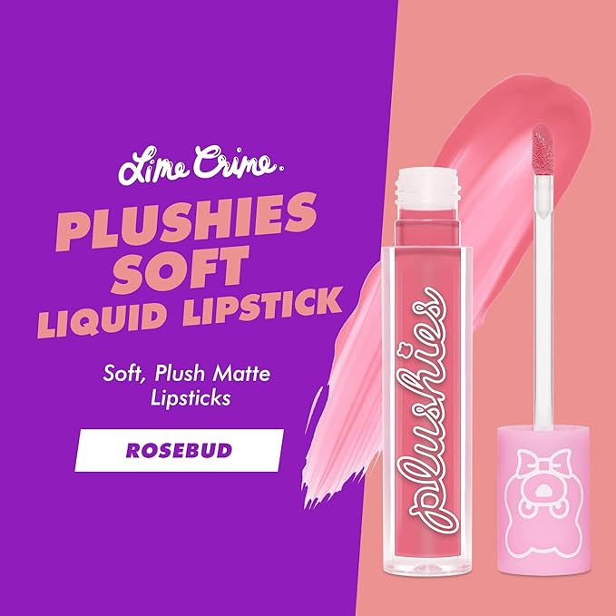 Lime Crime Plushies Soft Matte Lipstick, Rosebud (Sheer Nude-Pink) - Blackberry Candy Scent - Plush, Long Lasting & High Comfort for All-Day Wear - Talc-Free & Paraben-Free