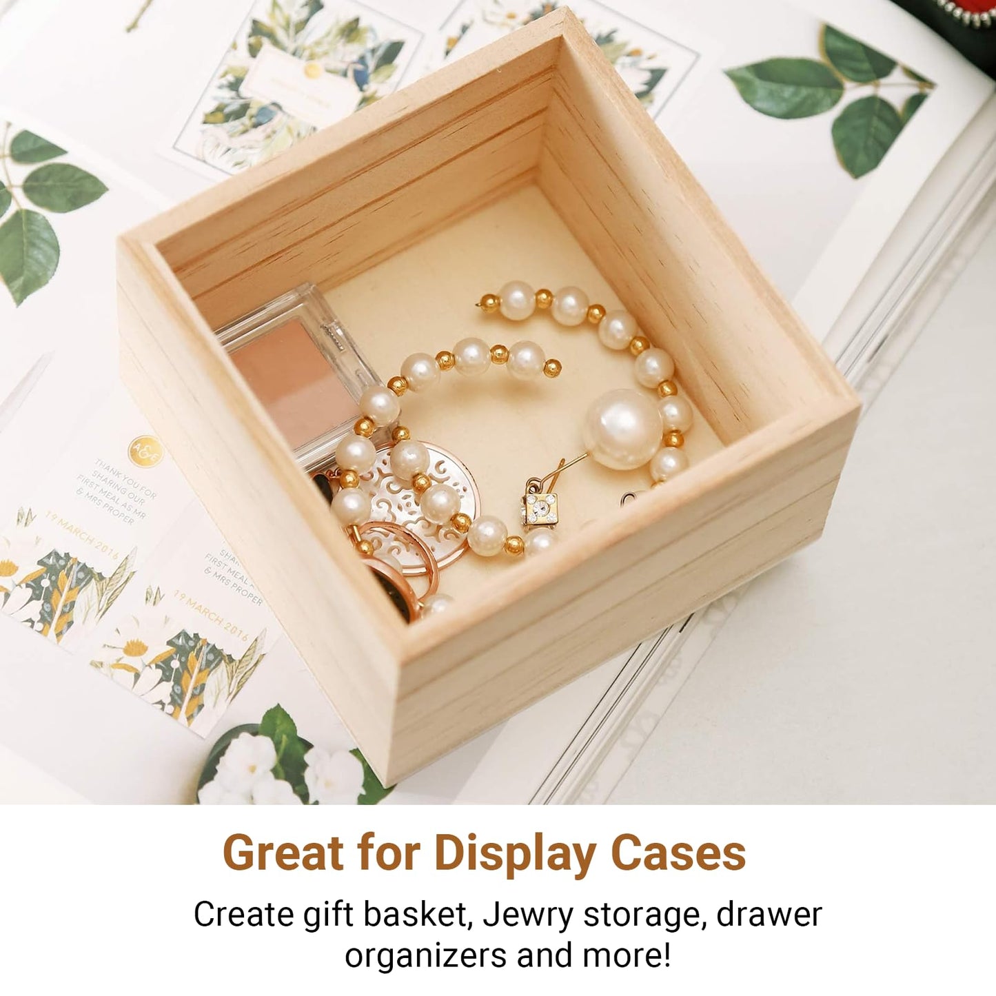 CALPALMY (12 Pack 4'' x 4'' Rustic Wooden Box Storage Organizer Unfinished Small Craft Wooden Box for Collectibles Home Venue Decor Succulents