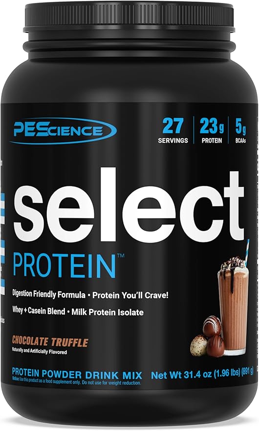PEScience Select Low Carb Protein Powder, Chocolate Truffle, 27 Serving, Whey and Casein Blend, Keto Friendly, Gluten Free, Best Tasting, Clean Isolate for Women and Men