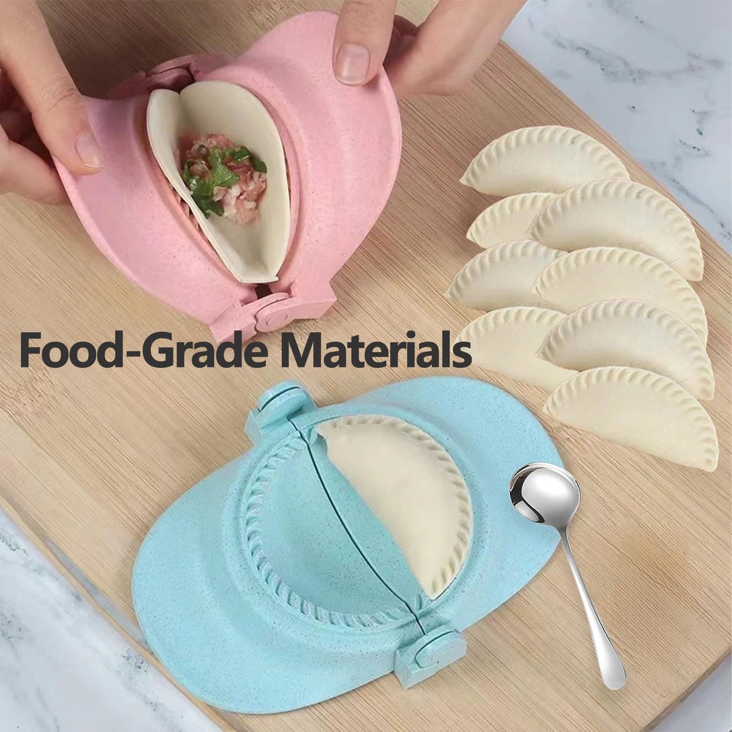 VANEME Empanada Maker Press, Dumpling Maker,Dumpling Mold Set with Dough Cutter & Stuffing Spoon,Suitable for Dumplings,Hollow Dough,Pierogi,Pastelitos(3 sizes)