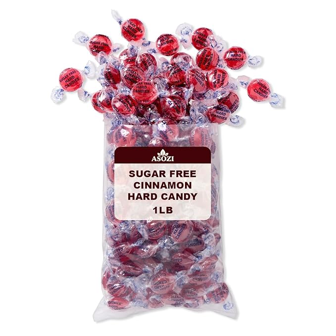 Sugar Free Cinnamon Hard Candy- 1lb Bulk Sugarless Candy Disc, Cinnamon Discs Individually Wrapped Keto And Diabetic Friendly, for Parties & Holidays by ASOZI