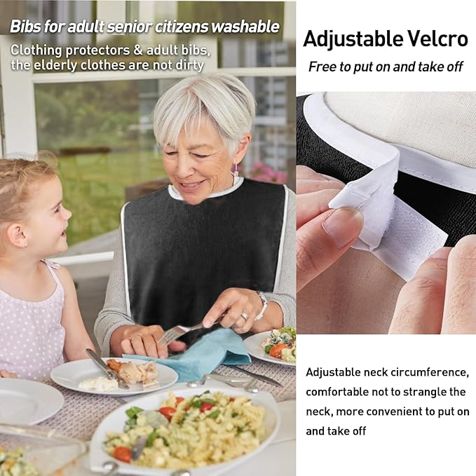 Pozico Adult Bibs for Eating Women/Men/elderly Washable,Waterproof, Clothing Protectors & Adult Bibs with Debris Trap