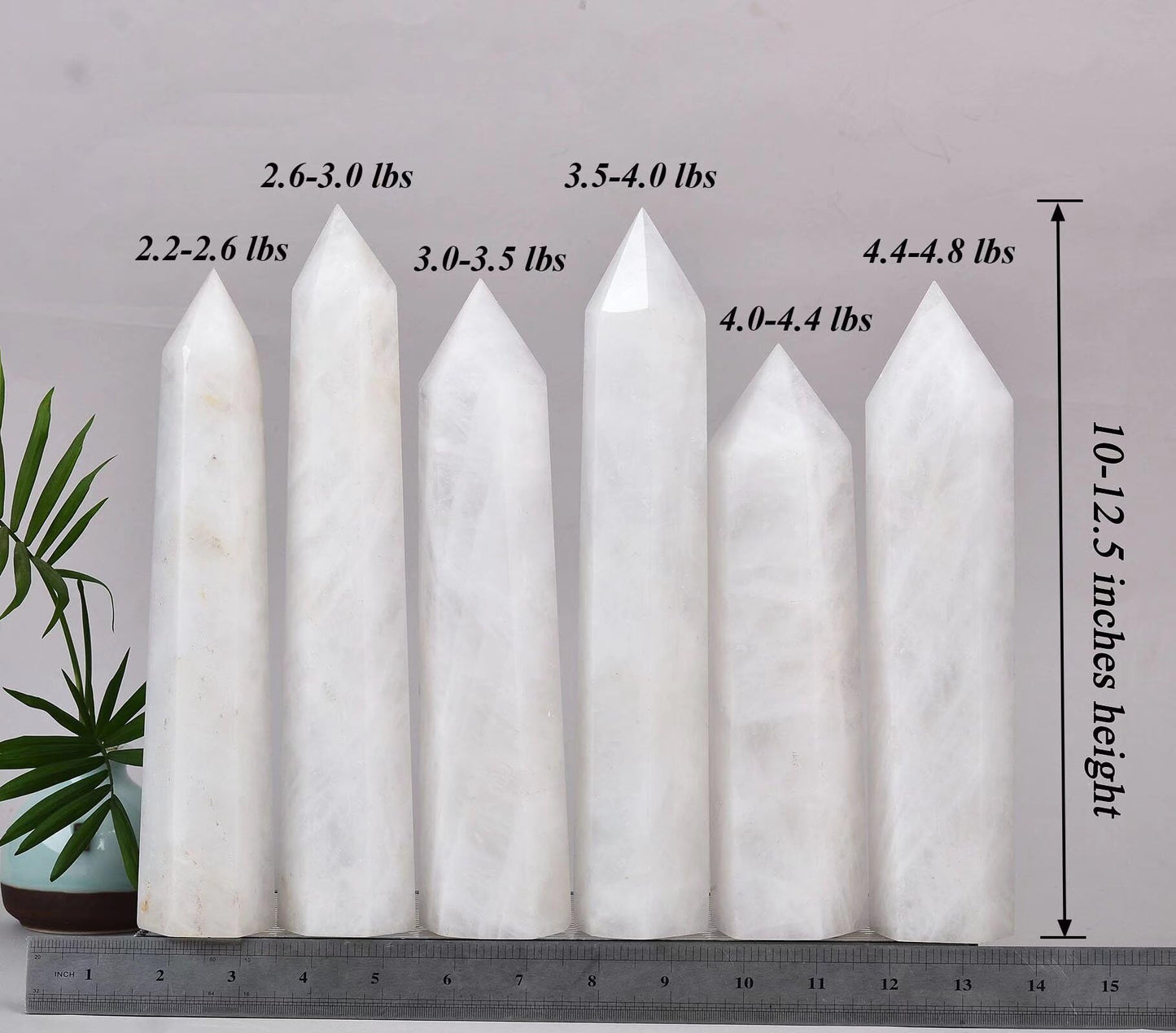 AMOYSTONE Large White Crystal Quartz Wand 1PC Healing Crystal Stone Obelisk Tower 6 Faceted Column Reiki Chakra Meditation Gift 2.2-2.6 LBS
