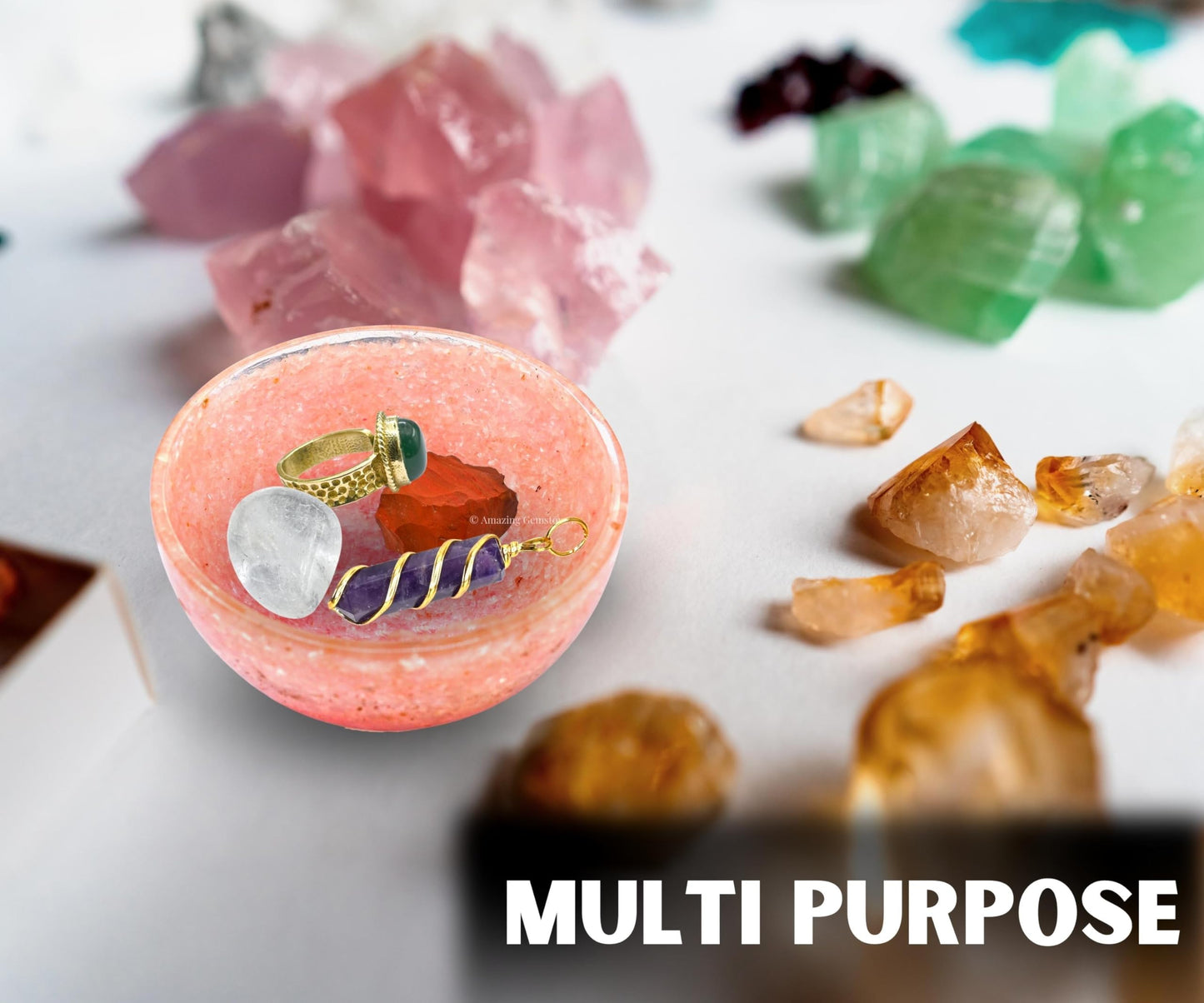 Amazing Gemstone Rose Quartz Orgonite Orgone Crystal Gemstone Bowl - 3" Orgonite Rose Quartz Crystal Bowl for Meditation, Crystals and Healing Stones Gift and Protection