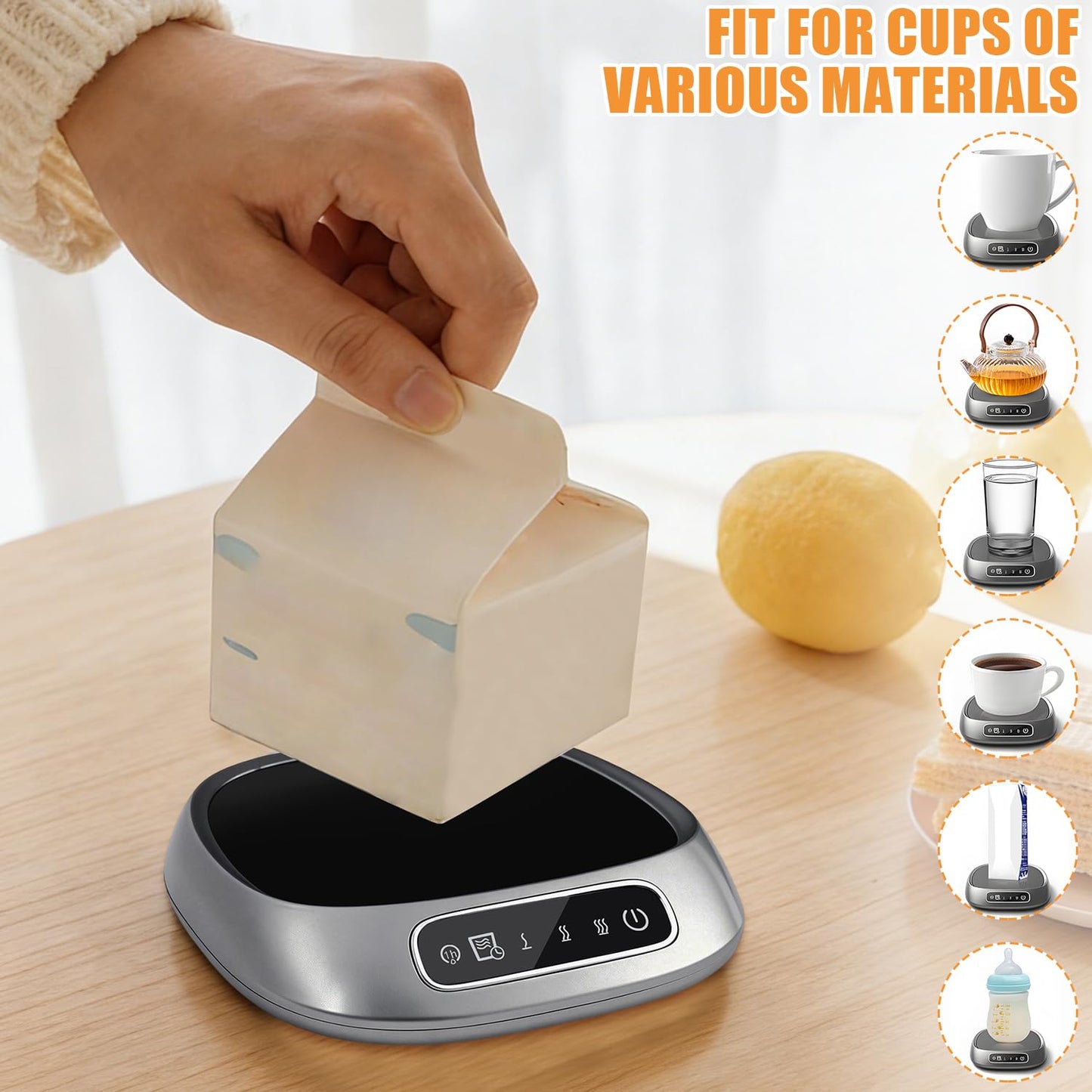 Coffee Mug Warmer, USB Powered Coffee Cup Warmers for Desk, Three Adjustable Temperature Settings and an Automatic Power-Off Function for Tea, Hot Cocoa, Milk(Gray)