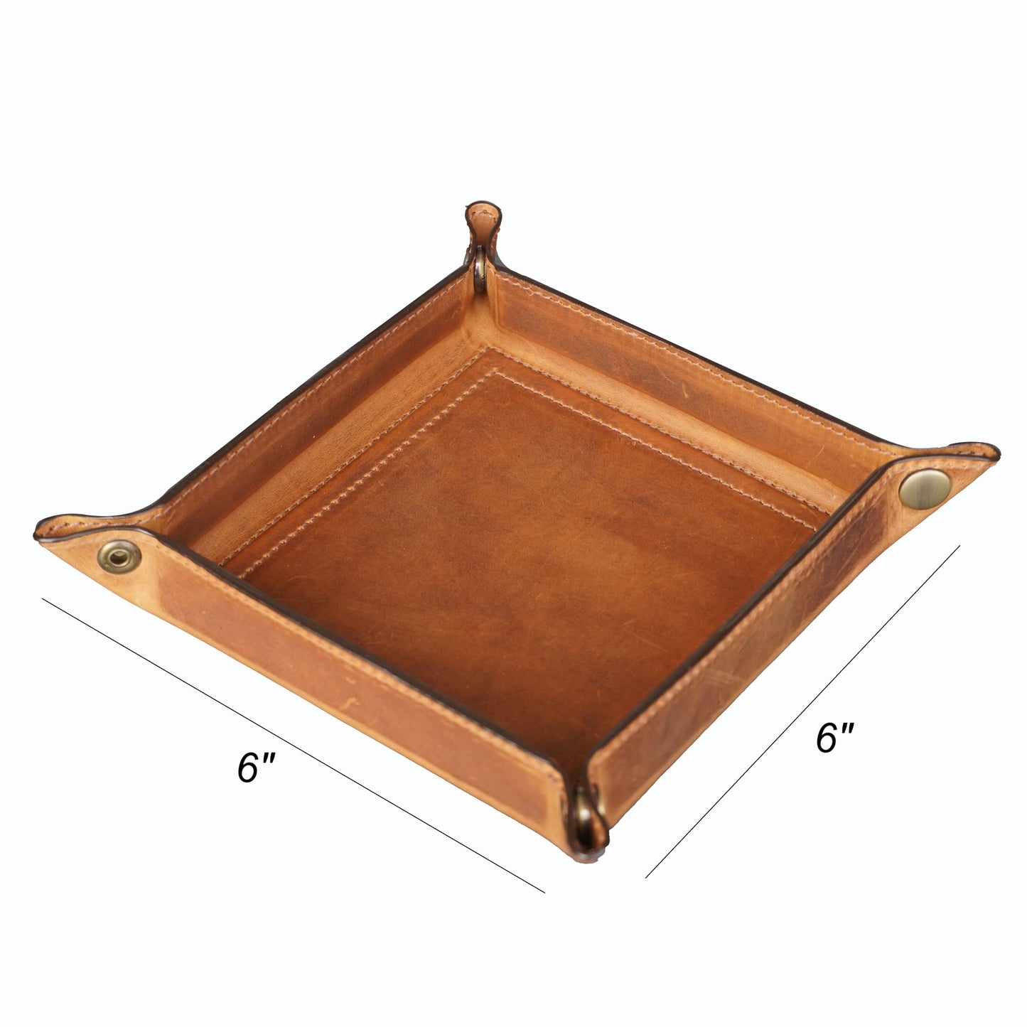 Tolredo Handmade Top Grain Leather Valet Tray – Elegant Organizer for Wallet, Keys, and Phone – Rich Brown (Pack of 1)