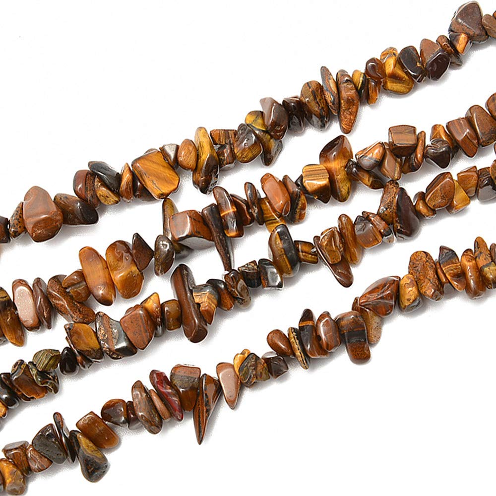 PLTbeads Gemstone Chips Natural Yellow Tiger Eye 3-5mm Healing Crystals Waist Bracelets Necklace Kit Irregular Stone DIY Crafts Design Jewelry Making Approxi 32 inch