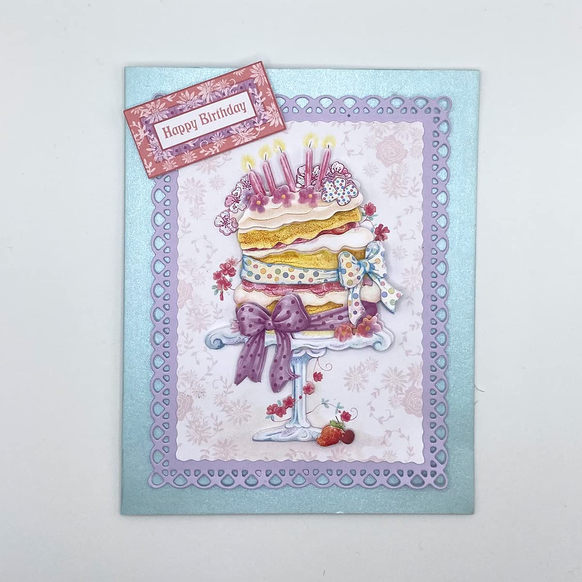 Katy Sue Designs Birthday Cake & Flowers 3D Die-Cut Decoupage Sheets for Card Making. A Pack of 12 Sheets of Birthday & Floral-Themed Die Cuts for Card Making Supplies & Scrapbooking
