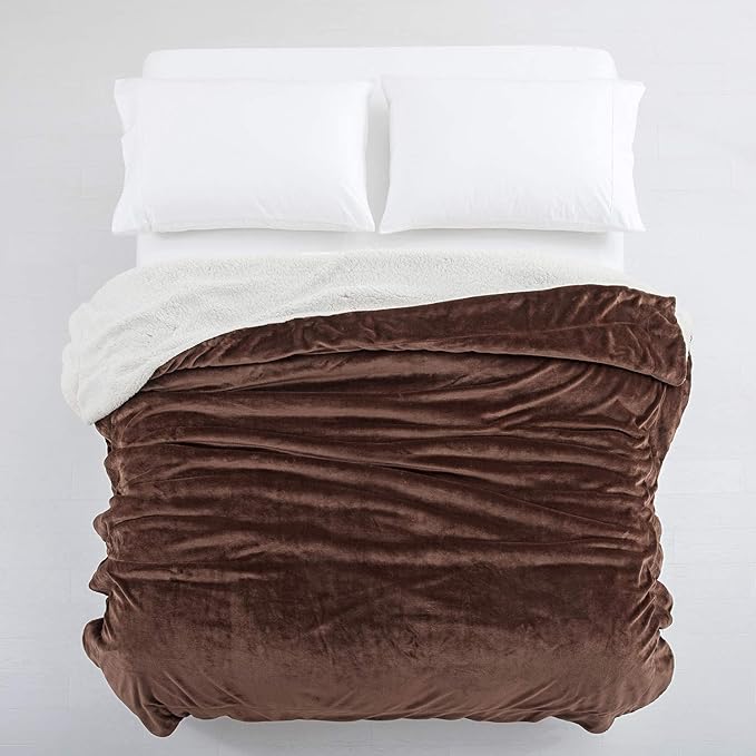 IR Imperial Rooms Sherpa Fleece Throw Blanket Twin Size for Couch - Thick and Warm Fluffy Blankets for Winter, Soft and Fuzzy Twin Blanket for Bed, Coffee, 60x80 Inches