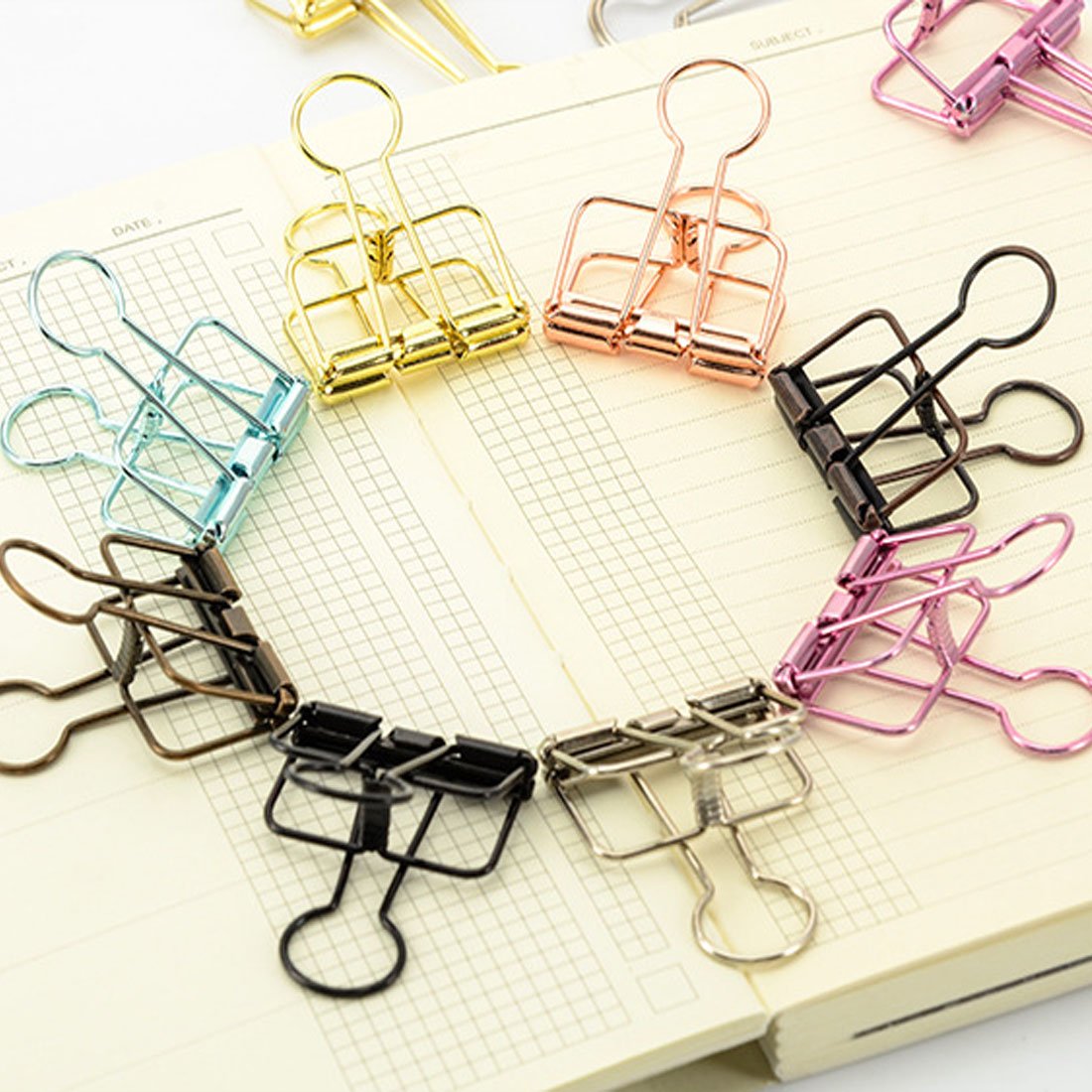 Hollow Out Paper Binder Clip Invoice Bill Clip Office Supplies Pack of 20 (M, Bronze)