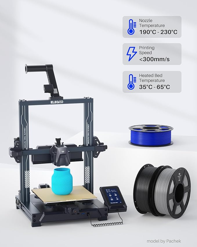 ELEGOO PLA Filament 1.75mm Neon Green 1KG, 3D Printer Filament Dimensional Accuracy +/- 0.02mm, 1kg Spool(2.2lbs) Fit Most FDM 3D Printers