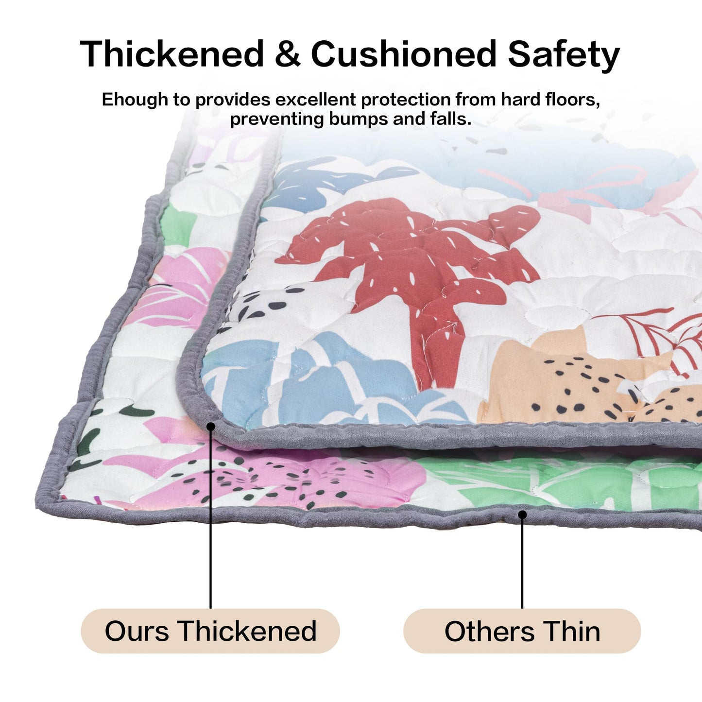 CAPAKIDDO 50"x50" Baby Play Mat, Premium Thicker Foam Floor Mat, Bohemian Non-Slip Playpen Mat for Infants & Toddlers, Foldable Machine Washable Crawling Mat