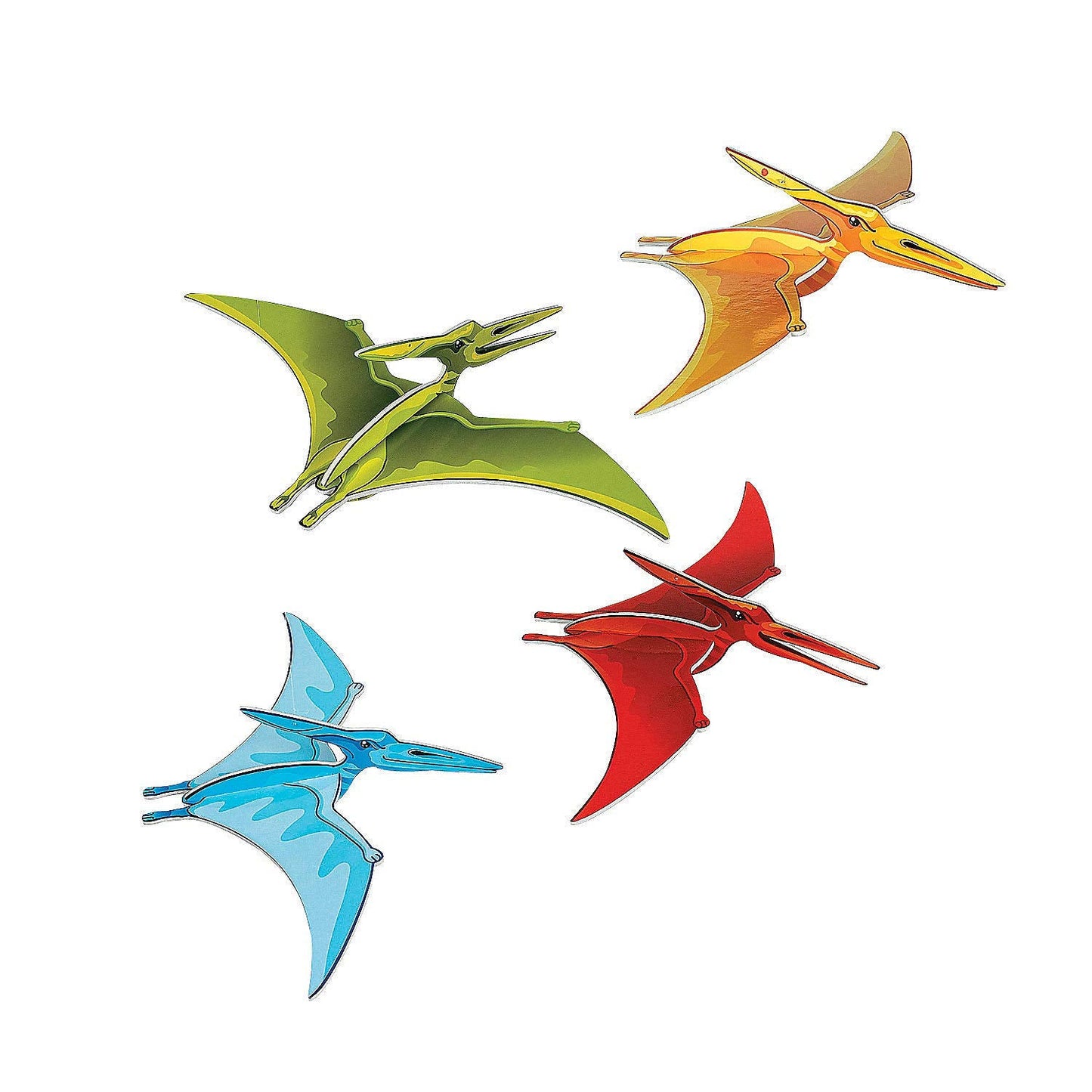 Fun Express Dinosaur Birthday Decorations Hanging Ceiling Decor - Pterodactyl Flying Dinosaur Party Supplies Set of 4 | Dino Birthday Party Decorations for Kids Room Themed Events