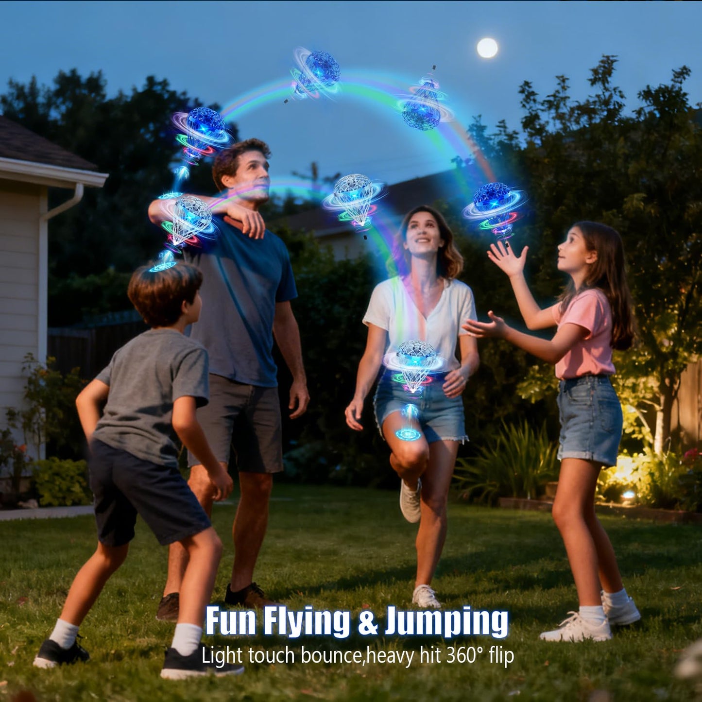 TrysGame Magical Flying Ball,Flying Toy for Kids with Motion-Control & 3D Flip,USB Rechargeable Cool Hover Bouncing Spinner Gift for Boys Girls Teens Ages 8 9 10 11 12 Years Old (Blue)