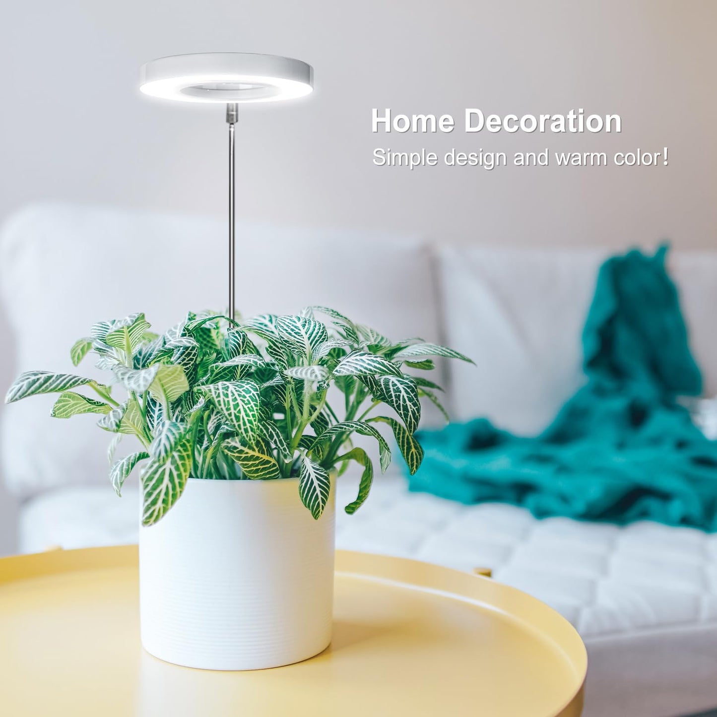 LORDEM Grow Light, Full Spectrum LED Plant Light for Indoor Plants, Height Adjustable Growing Lamp with Auto On/Off Timer 4/8/12H, 4 Dimmable Brightness, Ideal for Small Plants