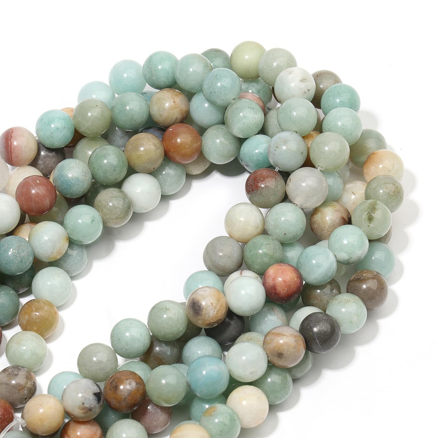 60pcs 6mm Natural Stone Beads Amazonite Beads Crystal Gemstone for Jewelry Making, DIY Bracelet Necklace