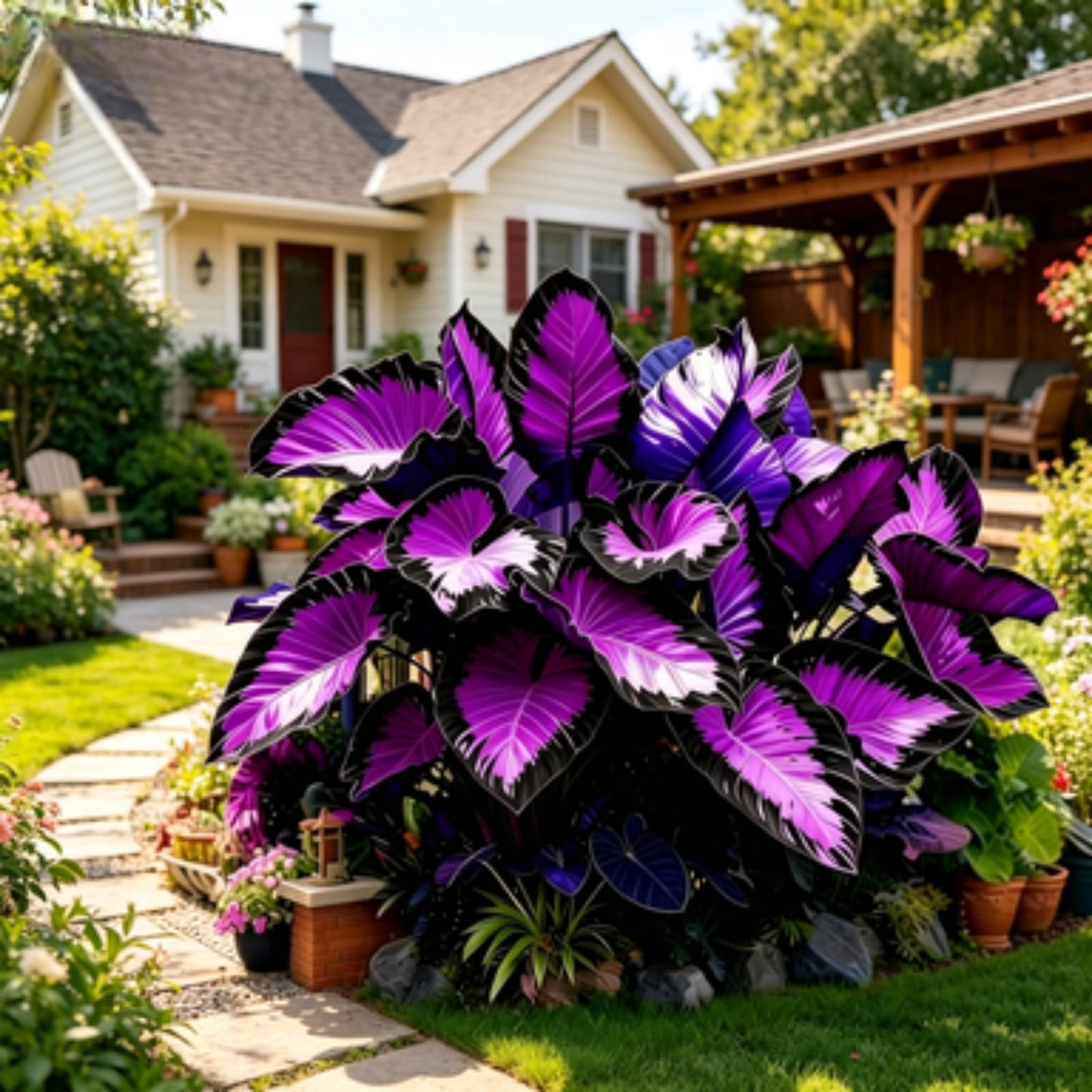JWDSKT Elephant Ear Pattern - Excellent Landscaping Appeal, Ideal for Shade Gardens, Exquisite Variegated Blossoms-Drought-Tolerant, Striking Colors (6)