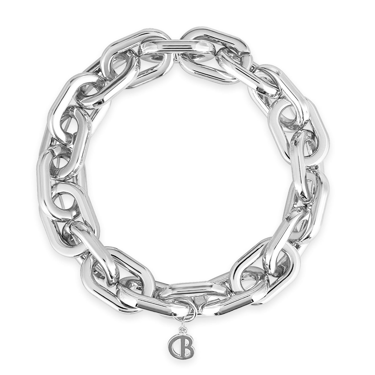 COBI Chunky Bracelets for Women, Paperclip Bracelets, Coffee Bean Chunky Link Bracelet, 18K Gold & Sterling Silver Plated, Stackable Thick Large Punk Jewelry 6.5 Inches-Thick Paperclip Silver