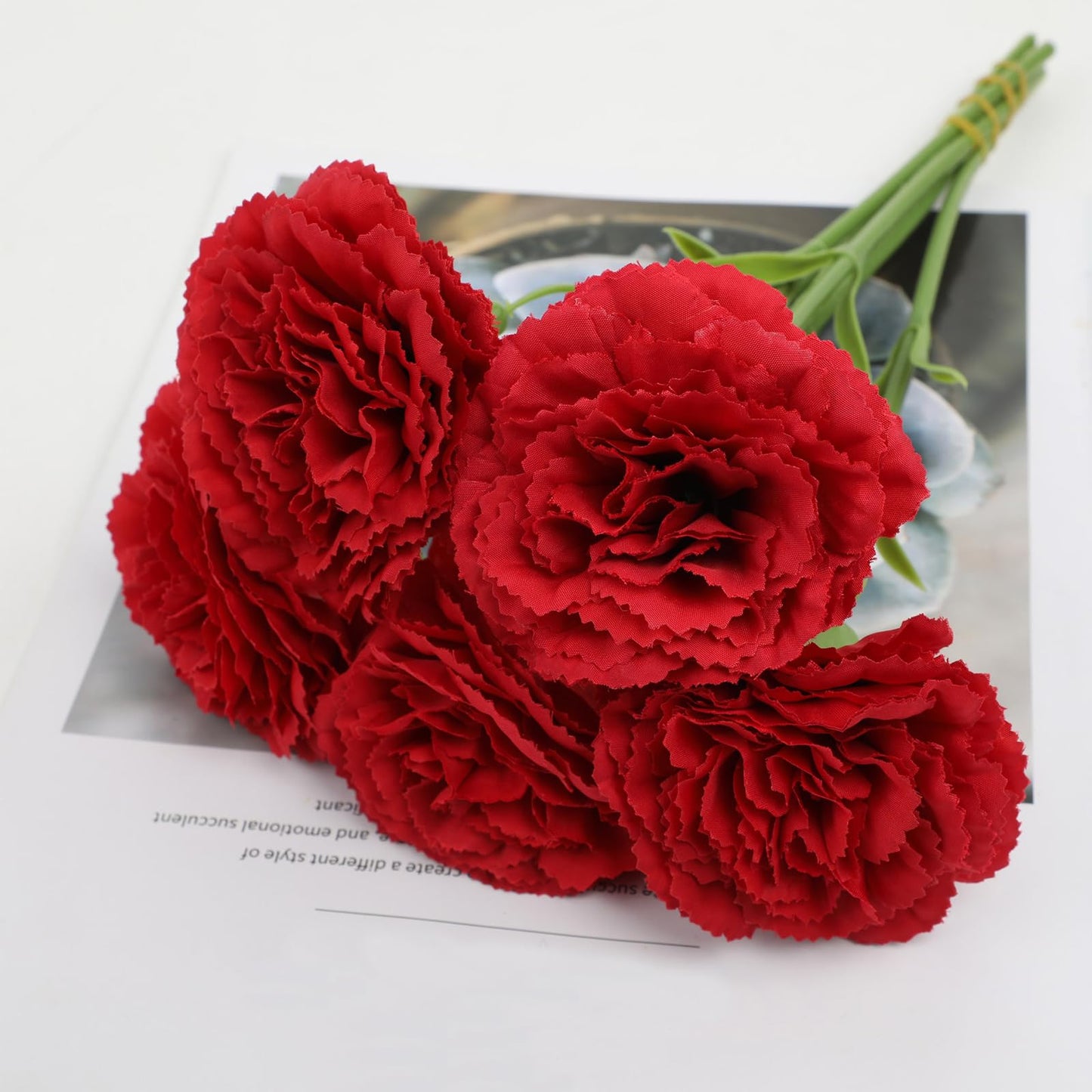 10 Pcs Artificial Carnation Flowers for Wedding Bridal Bouquets Home Table Centerpieces Decor Floral Arrangements Supplies (Red)