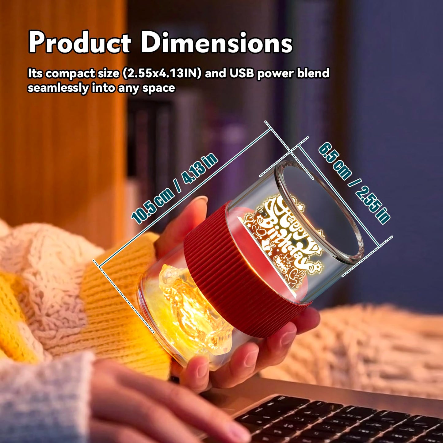 PARYRAY Happy Birthday Light for Table 3D Rose Flip LED Night Lights Color Changing Dimmable USB-C Input Rechargeable Touch Control Birthday Gift Lamps for Women Wife Mom Daughter