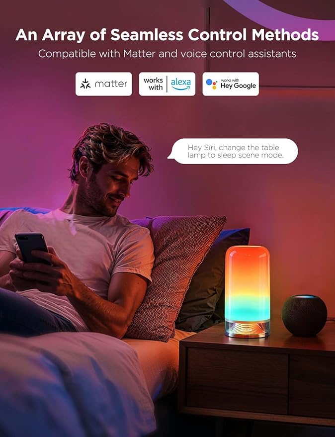 Govee RGBIC Floor Lamp, LED Corner Lamp Bundle with RGBIC Smart Table Lamp 2, Touch Bedside Lamps Work with Matter, Alexa