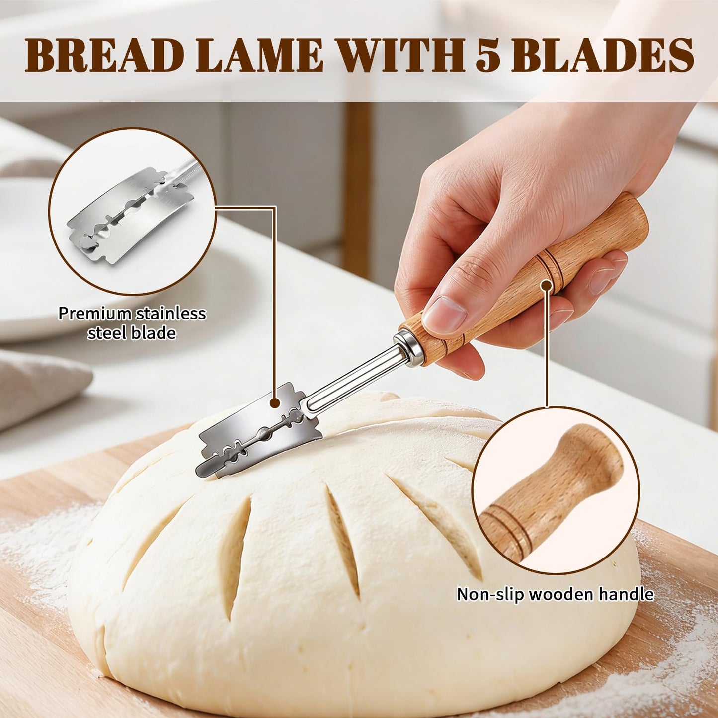 Sourdough Bread Baking Tool Set with Bread Lame & Blades Danish Dough Whisk Bowl Scraper Dough Scraper, Cleaning Brushand Silicone Brush Filter Tennis Ball,Spraying template, Sourdough Starter Kit