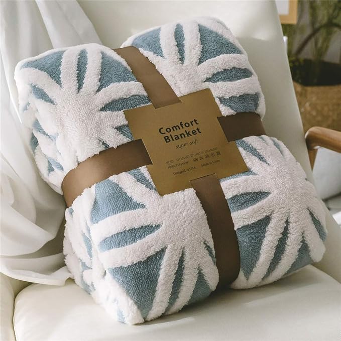 LOMAO Sherpa Fleece Blanket Fuzzy Soft Throw Blanket Dual Sided Blanket for Couch Sofa Bed (Light Blue, 90''x90'')