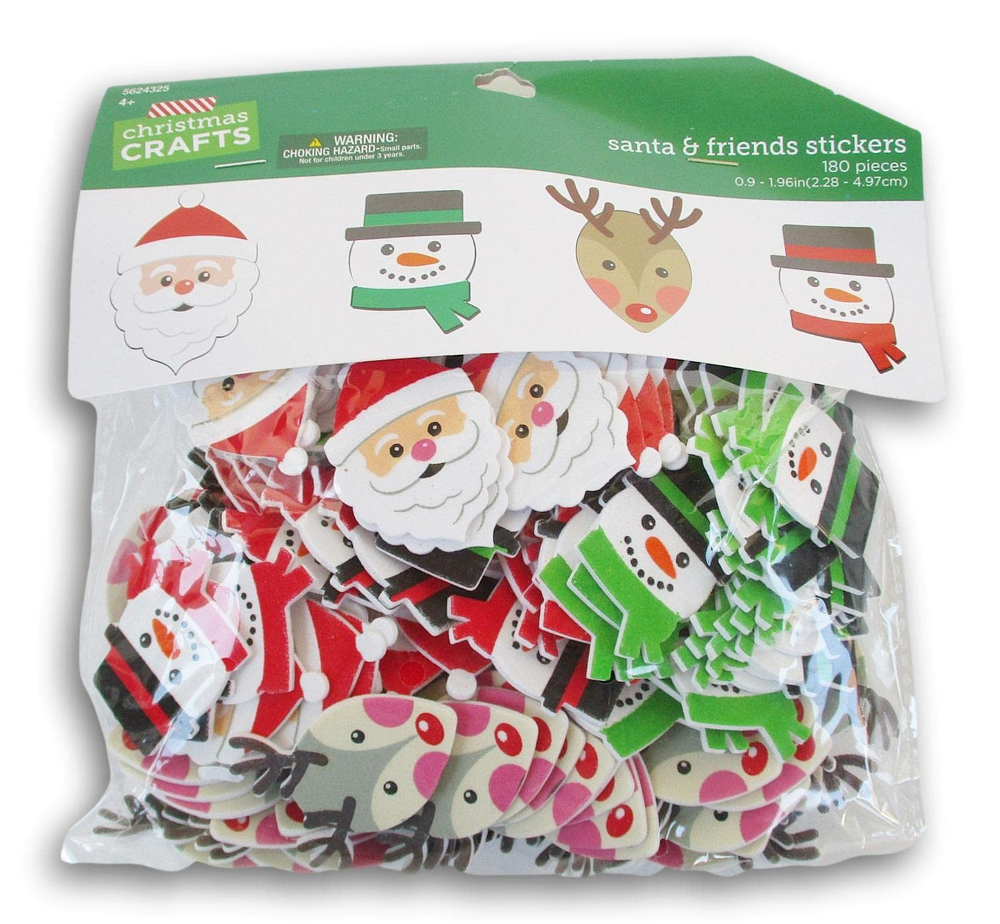 Christmas Santa & Friends Foam Stickers - Santa, Reindeer, Snowmen - 180 Pieces