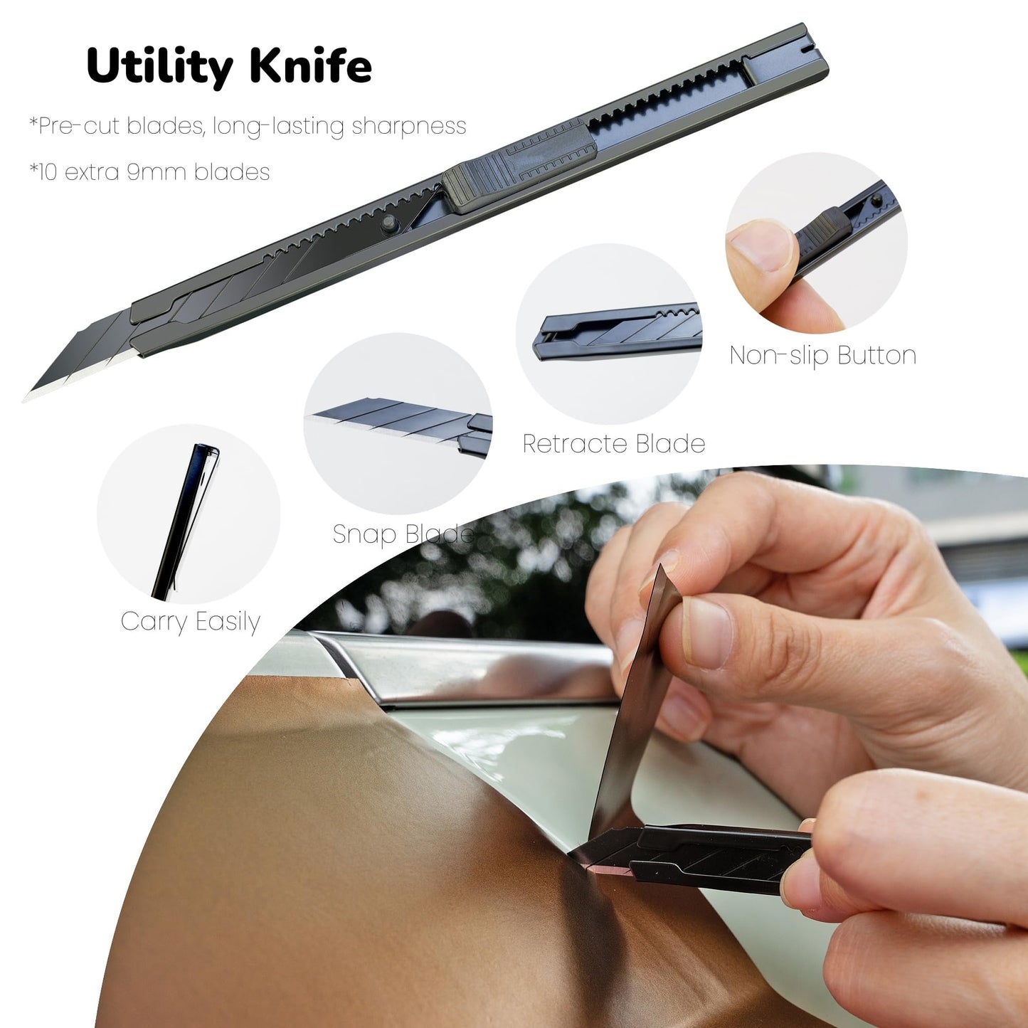 Vinyl Wrap Tool Kit with Heat Gun - 2000W Variable Hot Air Gun & Car Window Tint Kit - Includes Felt Squeegee, Magnets, Tool Pouch, Knife & Gloves for Auto Film, PPF, Decal, Wallpaper Installation