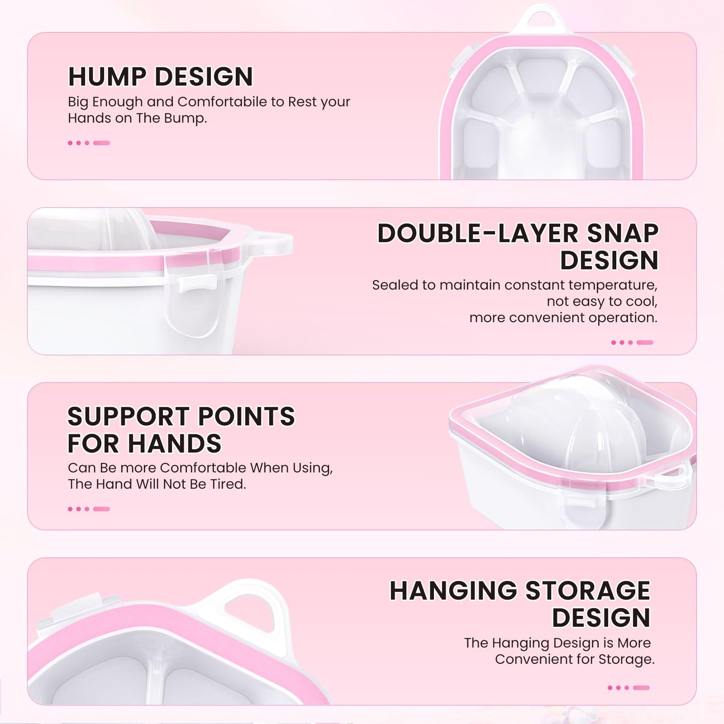 Hand Toe Nail Soaking Bowl: 12PCS Large Size Hand & Foot Nail Soak Off Bowl for Nail Lovers - Acetone Proof Toe Soaking Tray with Manciure Pedicure Tools for Dip Powder Gel Polish Remover(Pink, White)