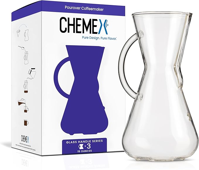 Chemex Pour-Over Glass Coffeemaker - Glass Handle Series - 3-Cup - Exclusive Packaging