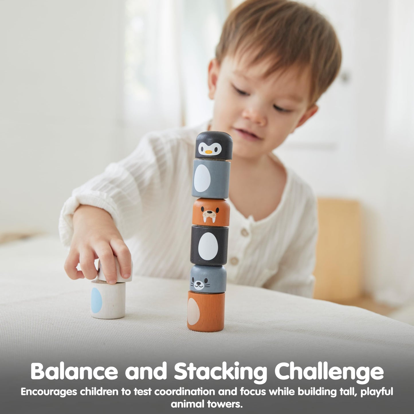 PlanToys® Arctic Animal Matching Wooden Montessori Learning Toy | Educational Matching Game for Memory, Sorting and Visual Skills | Eco Friendly Fine Motor and Early Cognitive Activity
