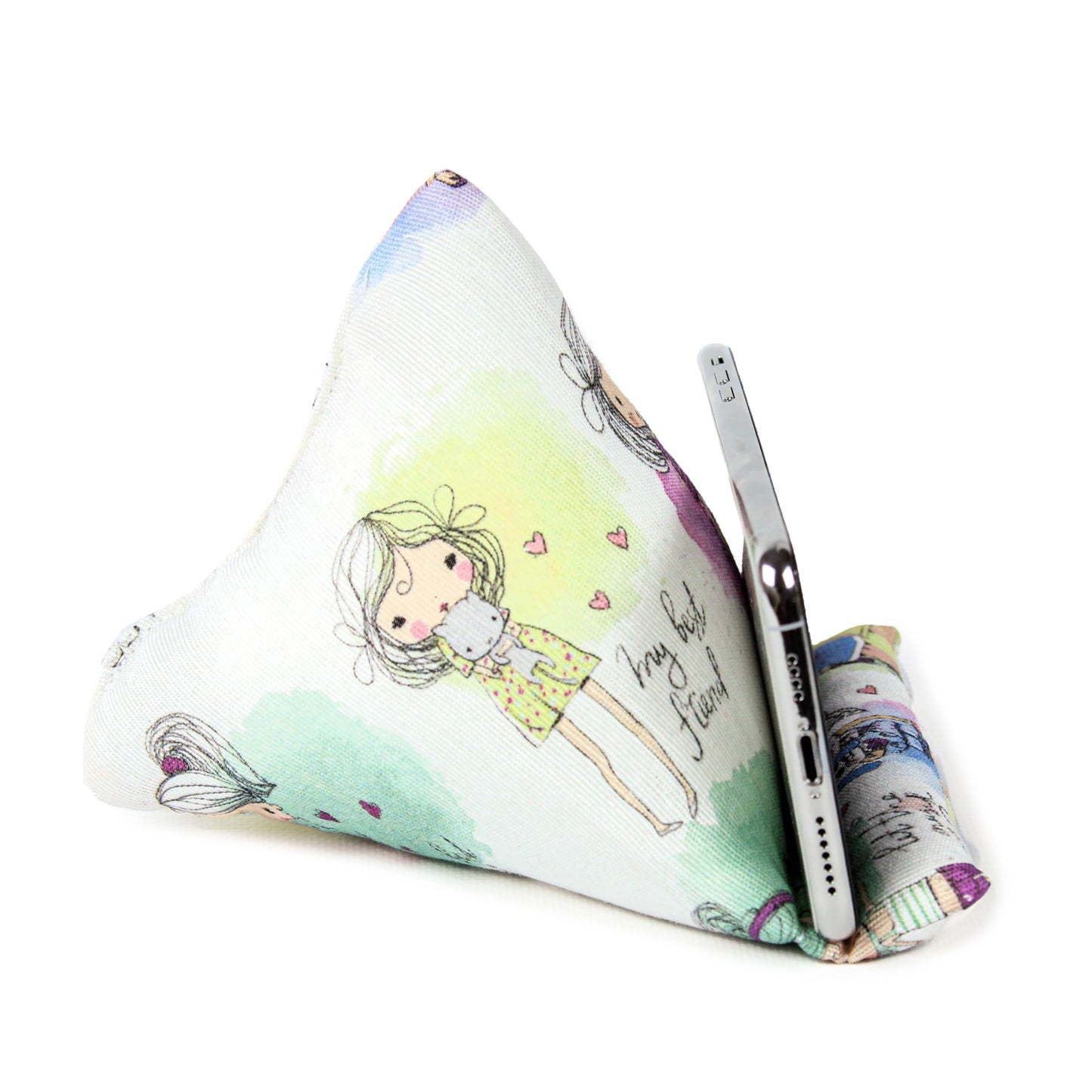 STEPHAN AND THEODORE Handmade Phone Pillow Holder - The Wedge Mobile Device Stand - Fabric Phone Stand for All iPhones, All Smartphones! 7 x 6.1 x 5.5 Inches (Dolls)