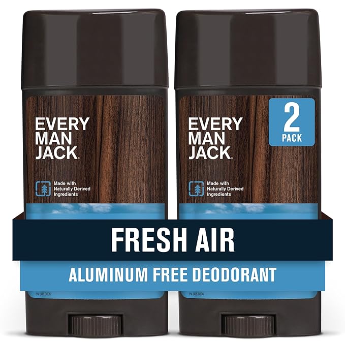 Every Man Jack Fresh Air Men’s Deodorant - Stay Fresh with Aluminum Free Deodorant For all Skin Types - Odor Crushing, Long Lasting, with Naturally Derived Ingredients - 3oz (2 Pack)