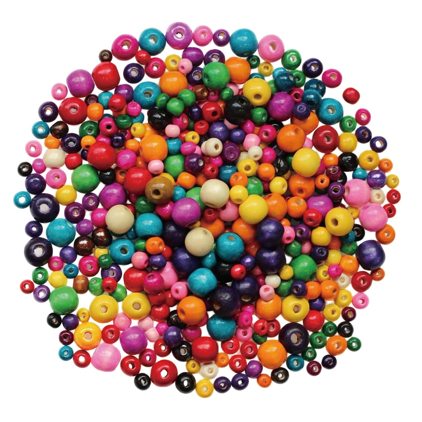 BetterJonny 800 Pcs Colorful Wooden Beads - 4 Size Large Hole Painted Wooden Beads for Macrame Rosary Bracelet Jewelry Craft Making (8mm, 10mm, 12mm, 16mm)