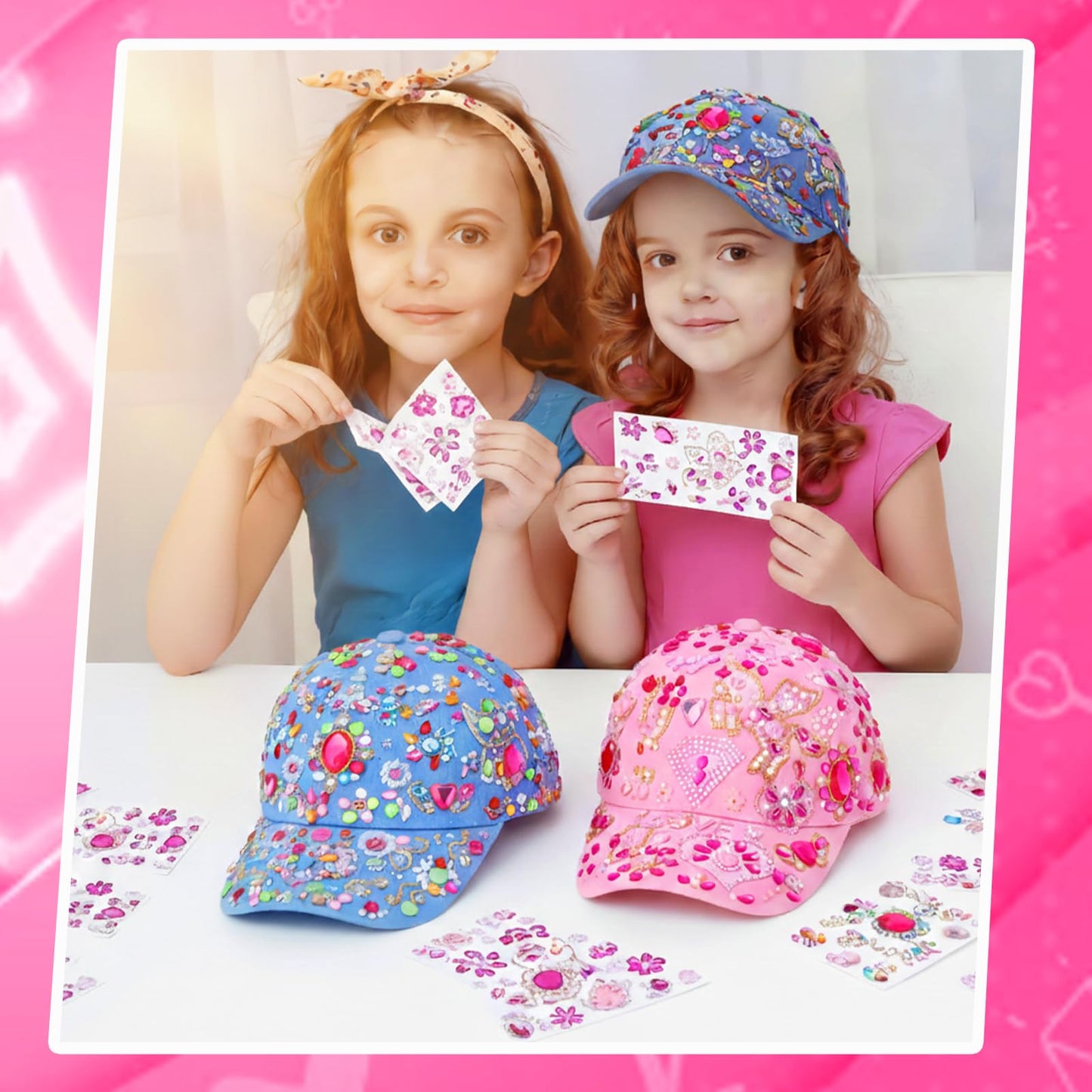 Zhamate DIY Baseball Cap Craft Kit for Girls, Kids Crafts with Stickers, Creative DIY Hat for Ages 6–12, Birthday Easter Gift Activity Set