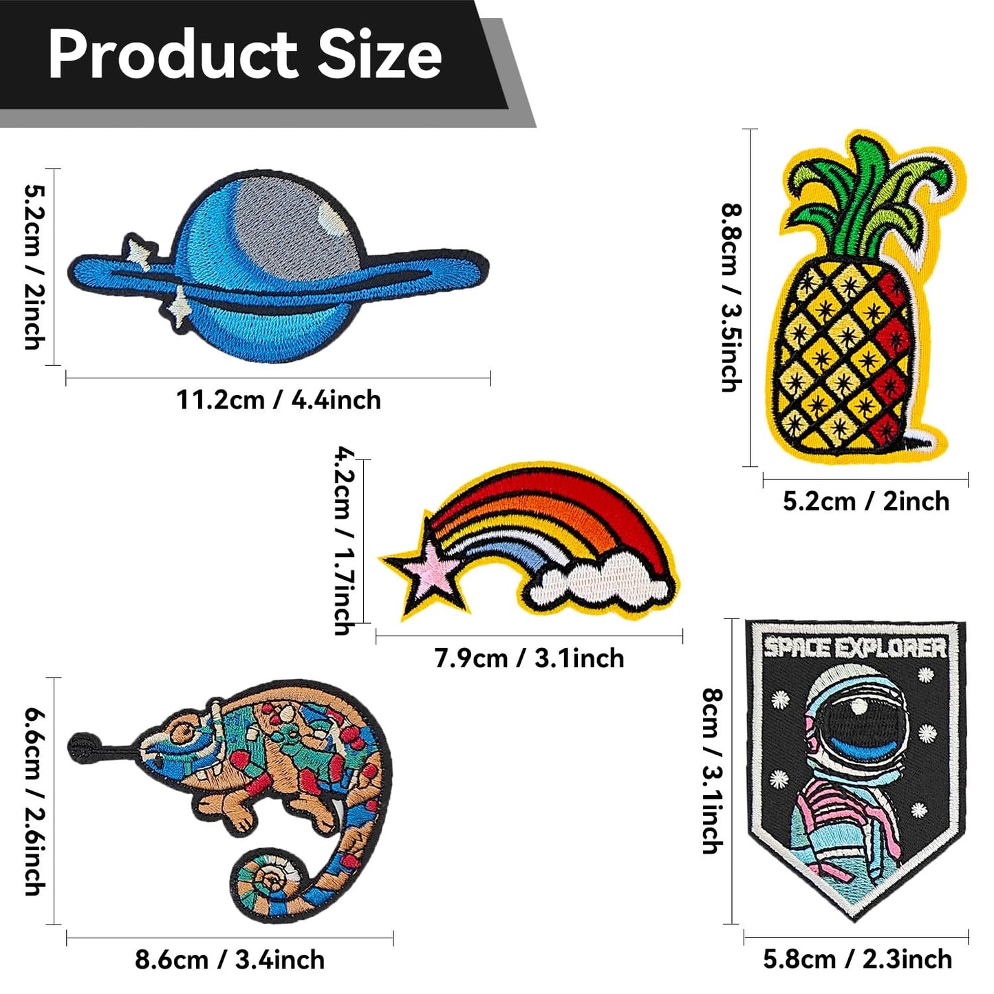 RF-patch 40Pcs Iron on Patches Variety Pack, Large Embroidered Applique Iron on Patch for Clothes, Hats, Jeans, Backpacks, Etc, Machine Washable