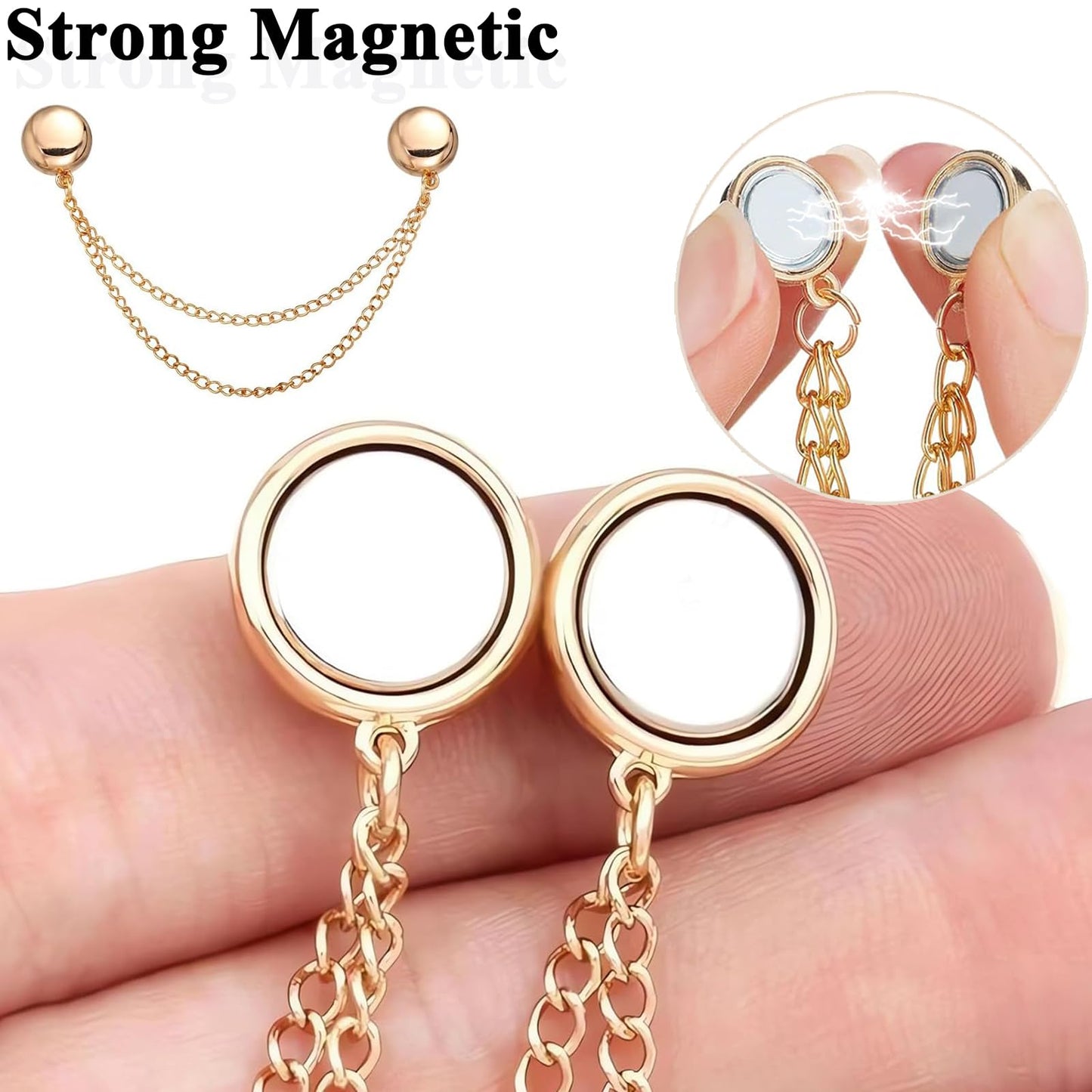 VYNFLICK Magnetic Clothing Clips: 12 Pcs Multi-Function Magnetic Shirt Clips with Chain for Women Clothes Sleeves Pants Hijabs Hats Scarfs