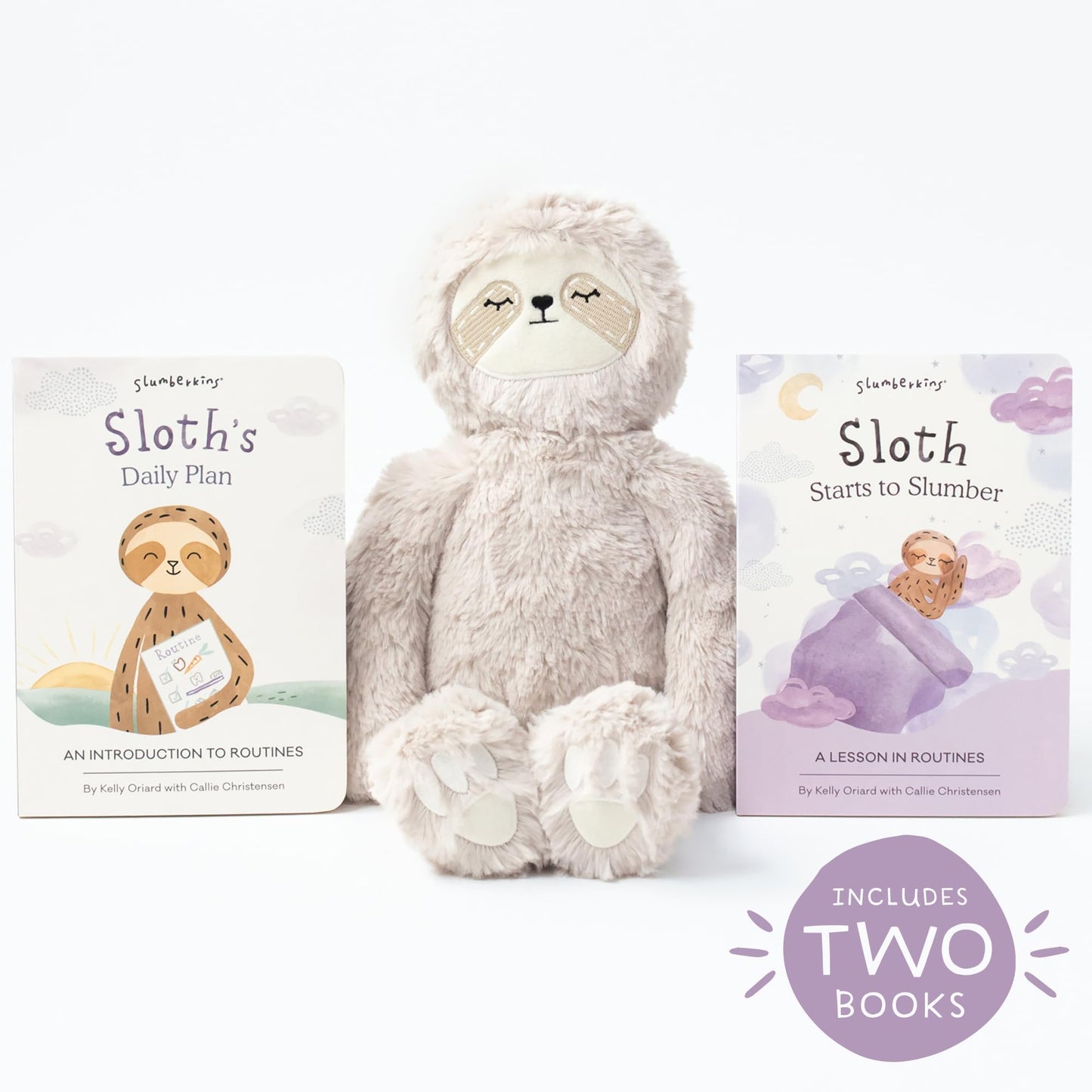 Slumberkins 14" Sloth Kin & 2 Board Books Complete Set Bundle | Promotes Routines, Relaxation & Coping Skills | Social Emotional Learning, Ages 0+ (Sloth Kin Plush + 2 Board Books)