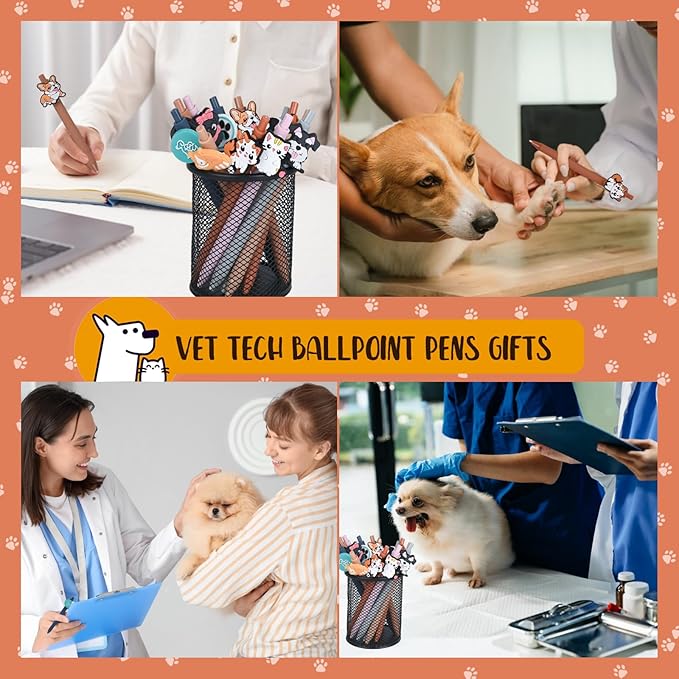 LiYiQ 48 Pcs Vet Tech Gifts Veterinarian Ballpoint Pens Bulk Vet Tech Accessories vet tech week gifts bulk