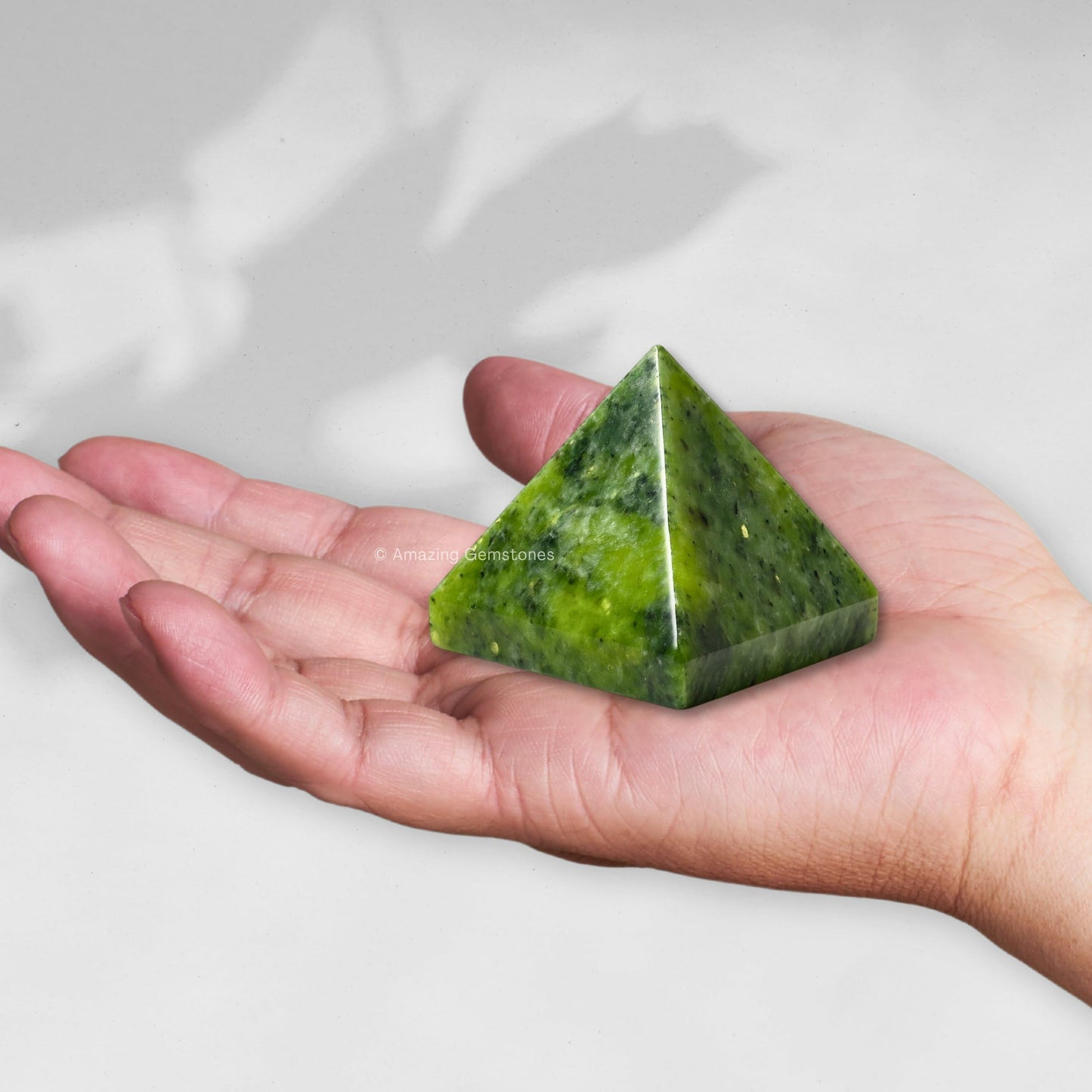 Amazing Gemstone Green Jade Pyramid Crystal Healing Stones - 1.5" Great Pyramid Figurine of Natural Stone Pyramid for Meditation, Reiki, Chakra Balancing and Crystal Pyramids Grid