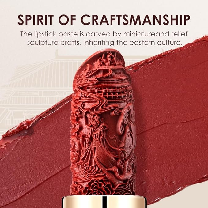 Catkin Rouge Matte Lipstick, Nude Waterproof Long Lasting Carving Satin Moisturizing Smooth Soft 0.13 Ounce-Chinese Style (CO137)
