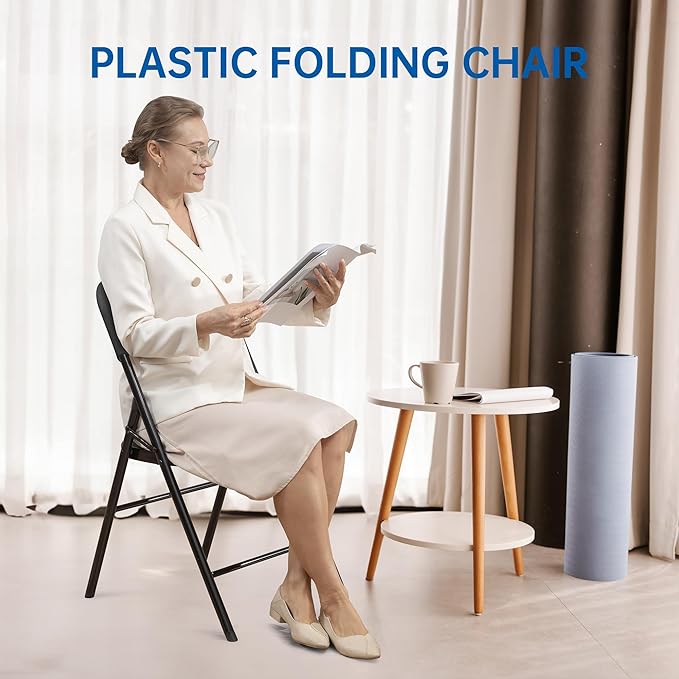 6 Pack Thicker 800 LBS Black Folding Chairs, Commercial Grade Folding Chair, Foldable Chairs for Events