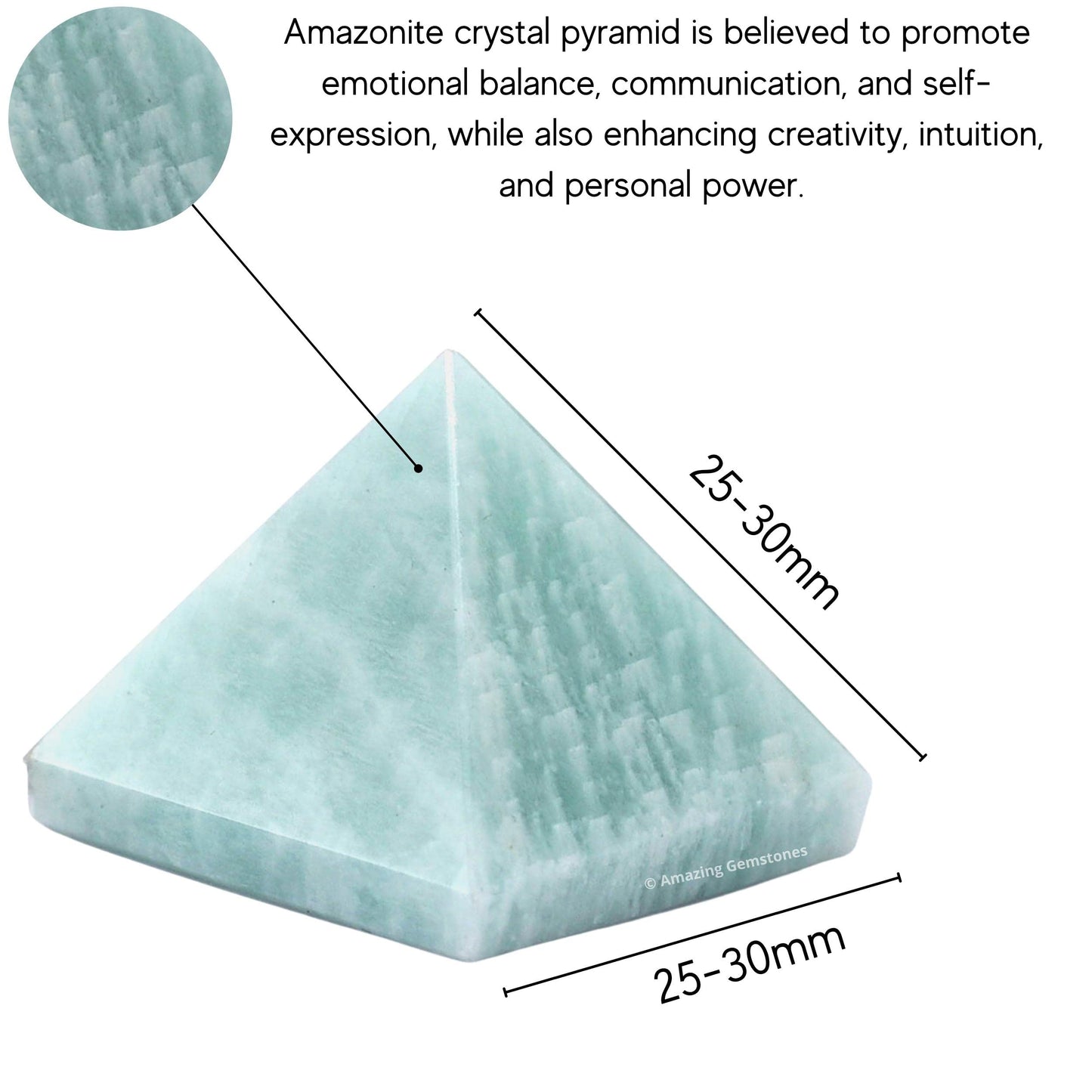 Amazing Gemstone Amazonite Pyramid Crystal Healing Stones - 1" Great Pyramid Figurine of Natural Stone Pyramid for Meditation, Reiki, Chakra Balancing and Crystal Pyramids Grid